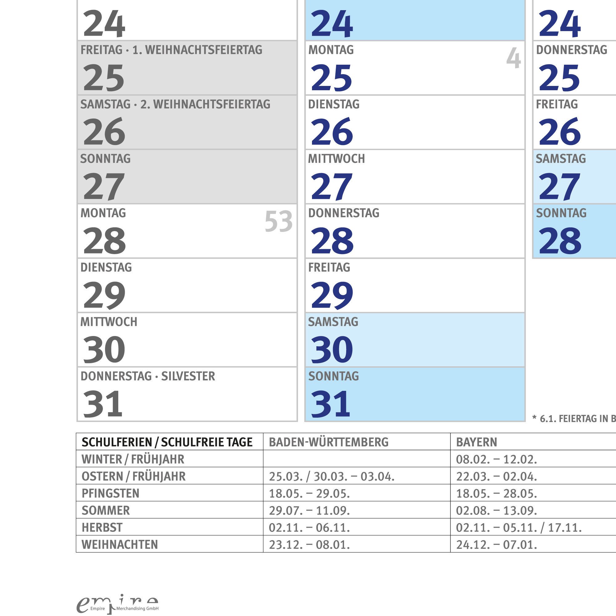 Poster MB 13 - Jahresplaner 2027 - Wandplaner Kalender Poster Druck - 91,5x61 – Bild 3 von 5
