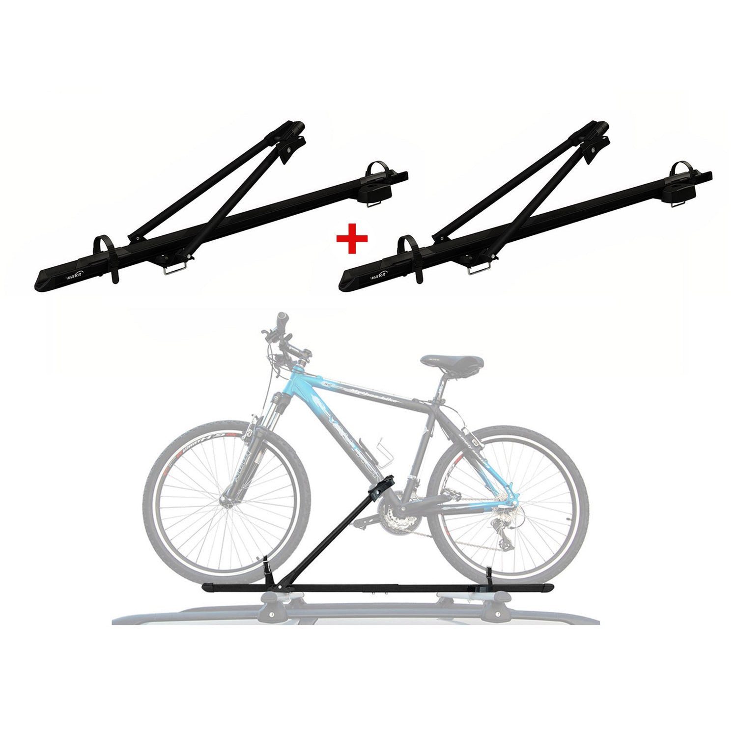 OMAC Dachfahrradträger Dachfahrradträger bis 17 kg Aluminium Schwarz 2 SET, (2-tlg), Abnehmbar, Leichtgewichtig