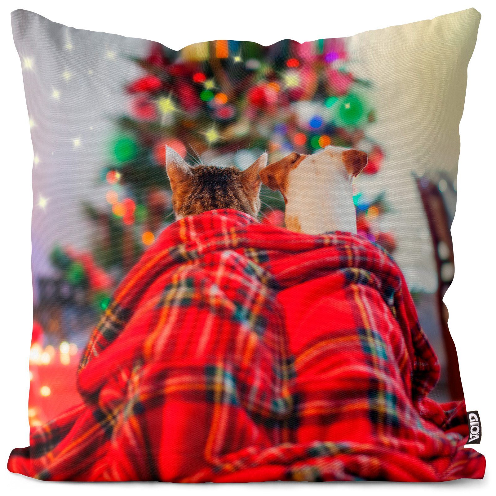 Hundehütte Halsband Pudel VOID Sofa-Kissen Katze Fressnapf Haustier Kissenbezug, Winter Dackel Weihnachtsbaum Pfote (1 Stück), Baum Hund Knochen Schäferhund