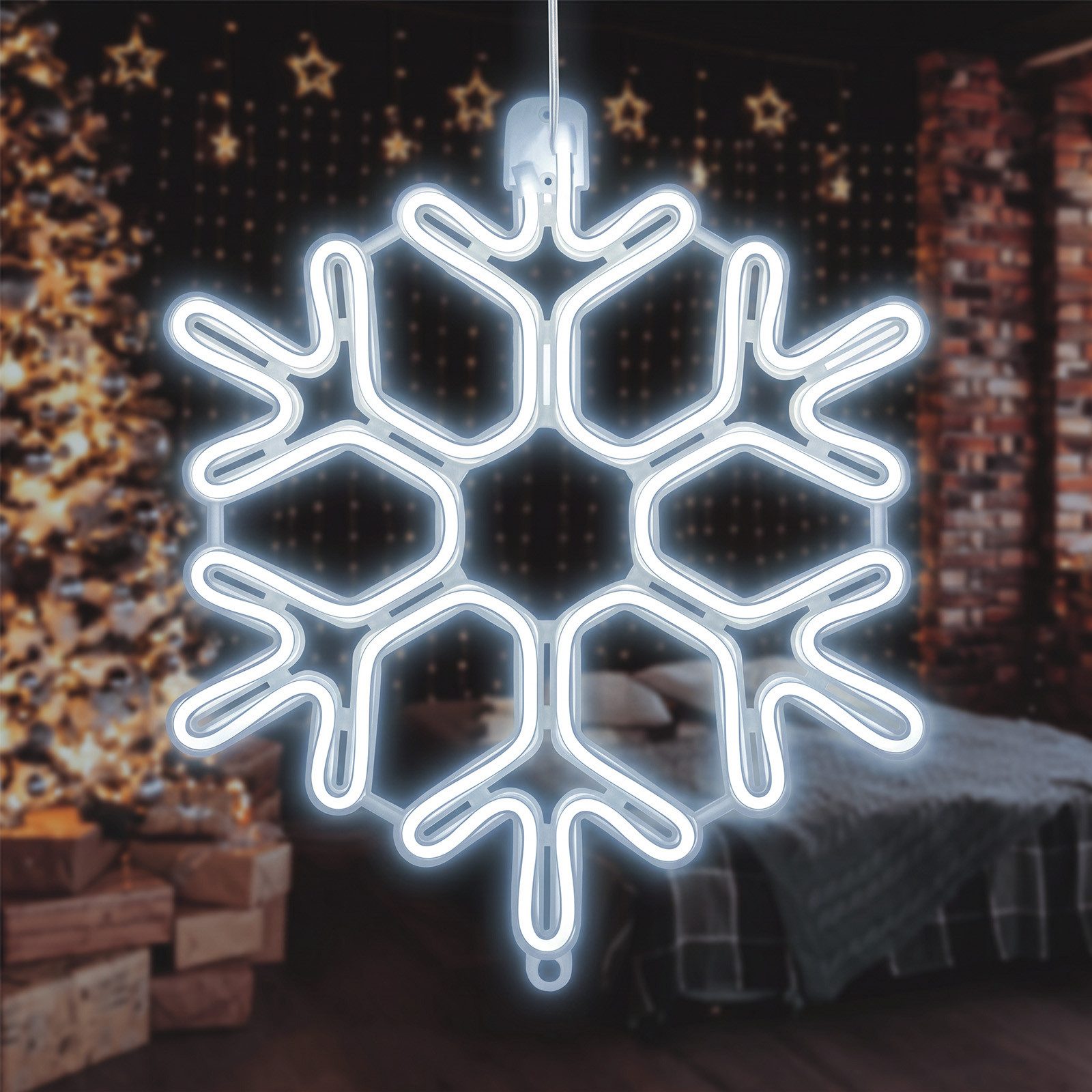 Salcar LED Dekolicht 40/60cm Schneeflocke Neonlicht LED Fenster Weihnachts Dekoration, Kaltweiß, LED Weihnachts Lichter, Weihnachtsdeko Outdoor