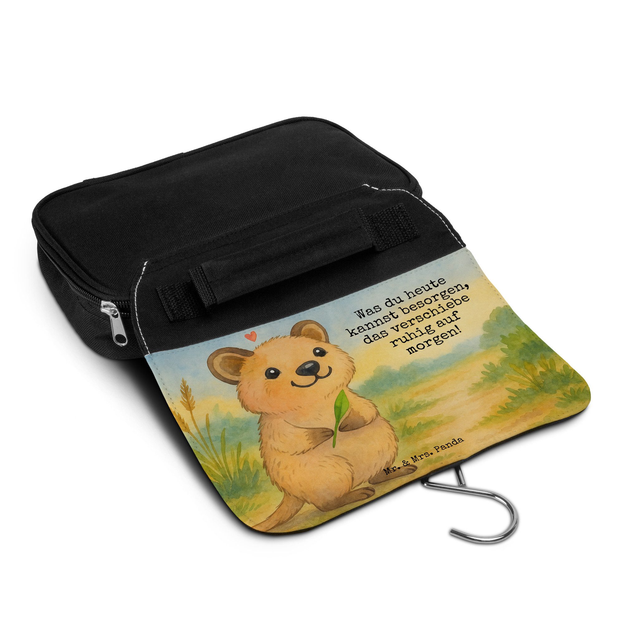 Mr. & Mrs. Panda Kulturbeutel Quokka Happy Design, Kulturbeutel, Weiß, Aufschieberitis, Lustige Spr (Packung), Lustige Sprüche Geschenk duschbeutel
