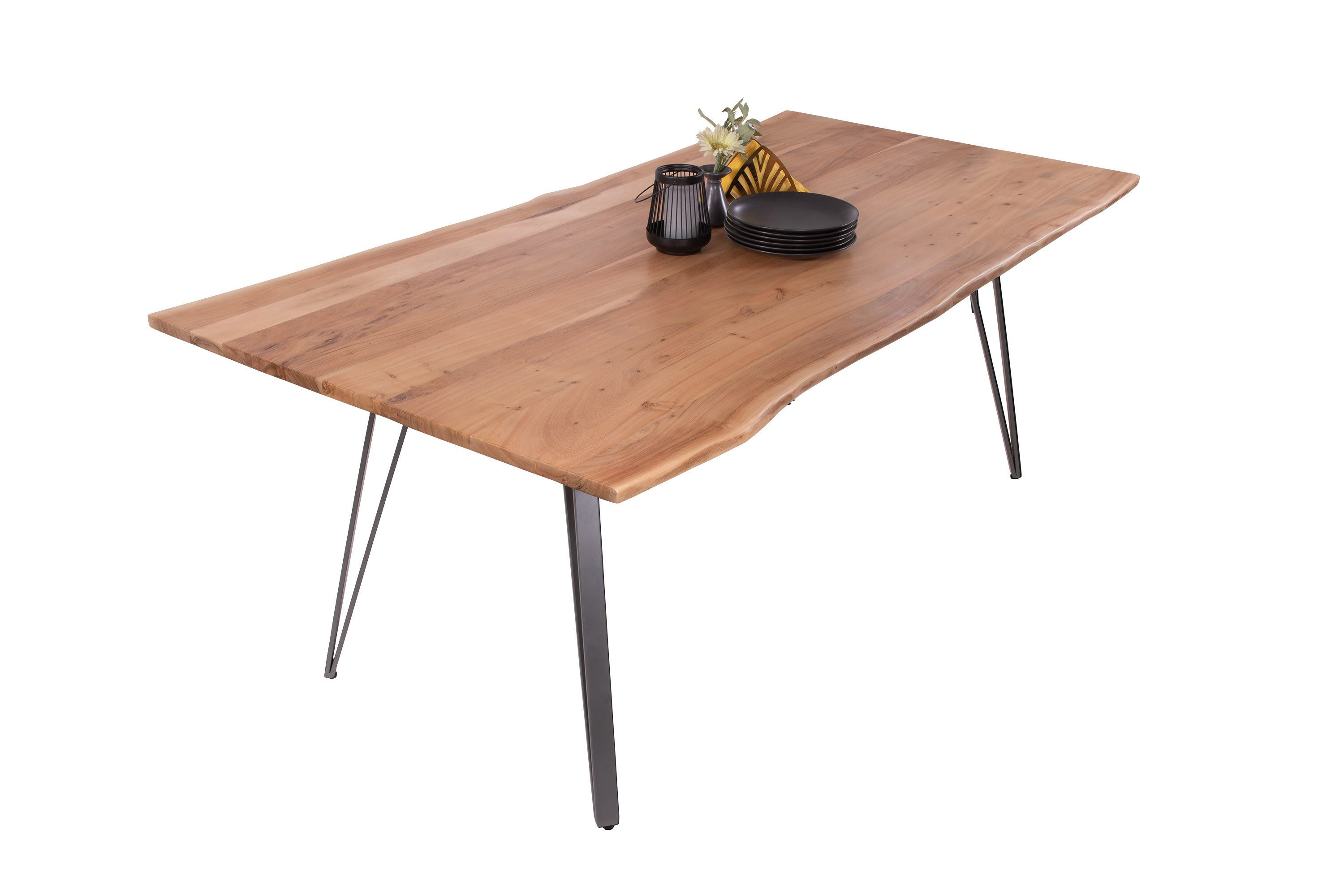 Loreno® Baumkantentisch Celia, massive Akazie, Metallgestell, günstig online kaufen