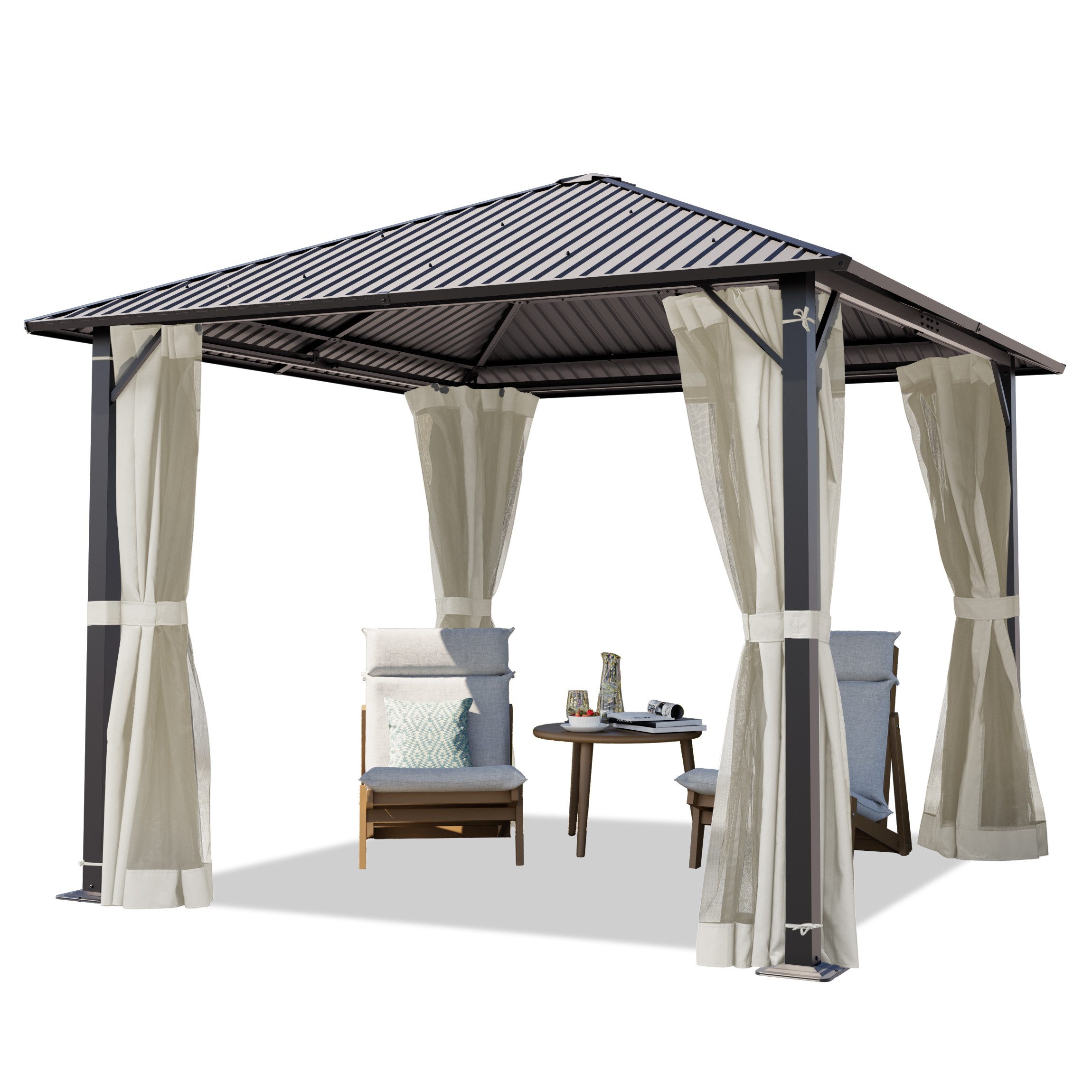 TOOLPORT Pavillon Gartenpavillon 3x3 m Moonlight Superior cream, mit 4 Seit günstig online kaufen