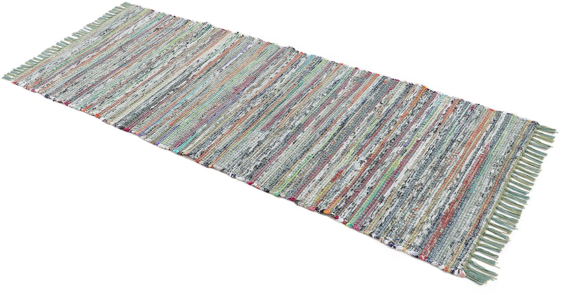 carpetfine Teppich Kelim Chindi, Wendeteppich, rechteckig, Höhe: 6 mm, handgewebt, Fleckerlteppich mit Fransen, auch vielen in Läufergrößen