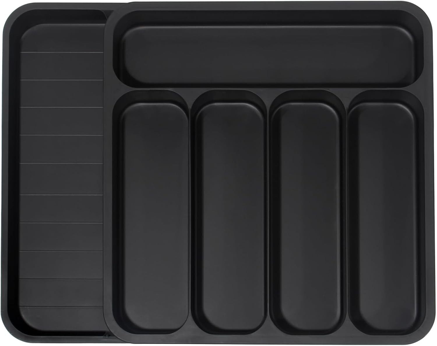 Zedelmaier Besteckhalter Verstellbare Breite für Schubladen Besteckkasten, (Einstellbarer Bereich 32,5-59,5cm), Schubladen-Organizer für die Küche für Löffel, Gabeln, Messer, groß