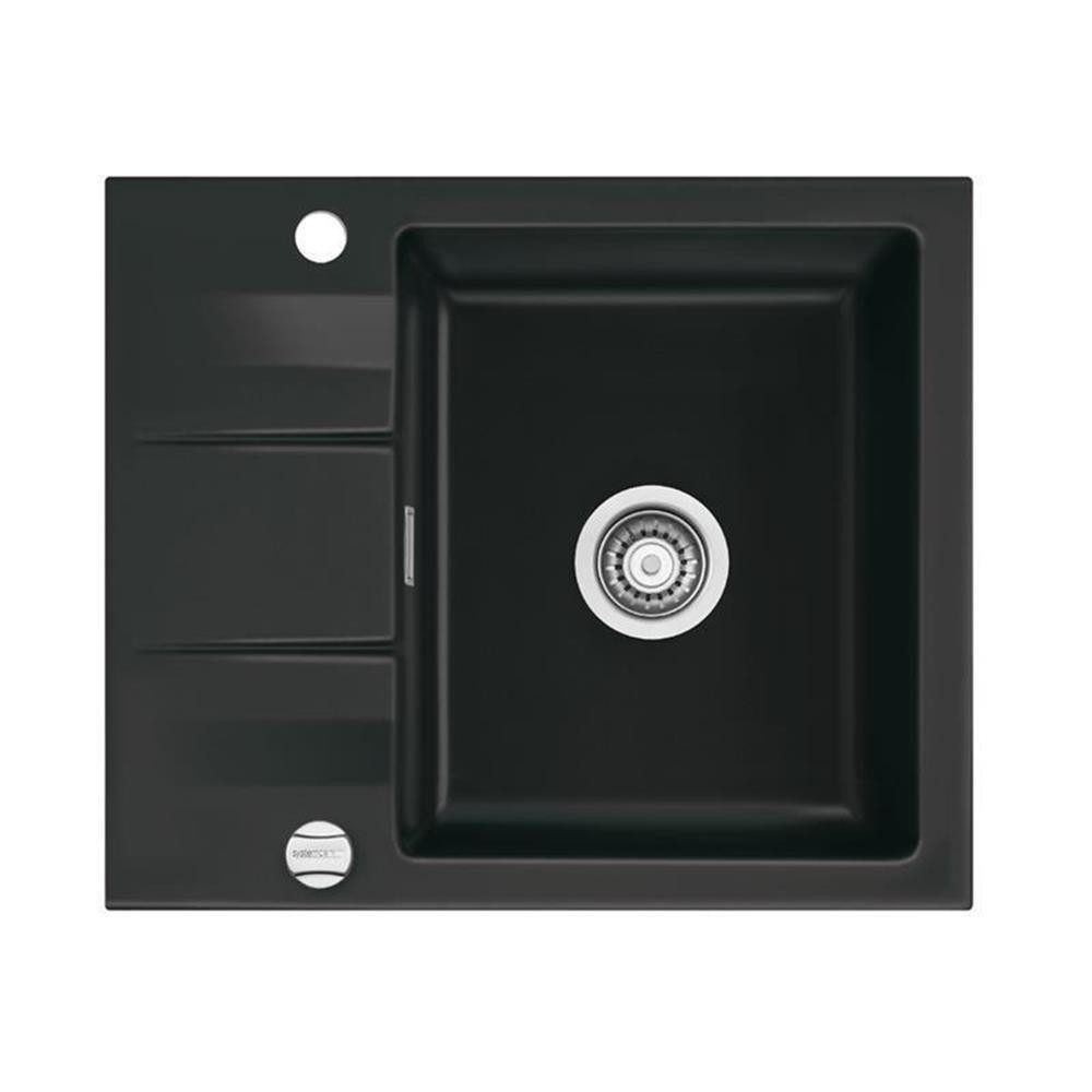 Systemceram Küchenspüle KeraDomo Genea 60 Excenterbedienung Sonder Nigra 87, 59,5/510 cm