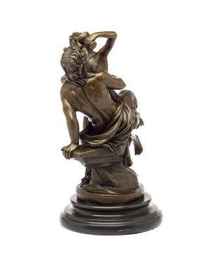 Aubaho Skulptur Bronzeskulptur Faun erotisches Liebespaar Bronze Figur Skulptur 29cm