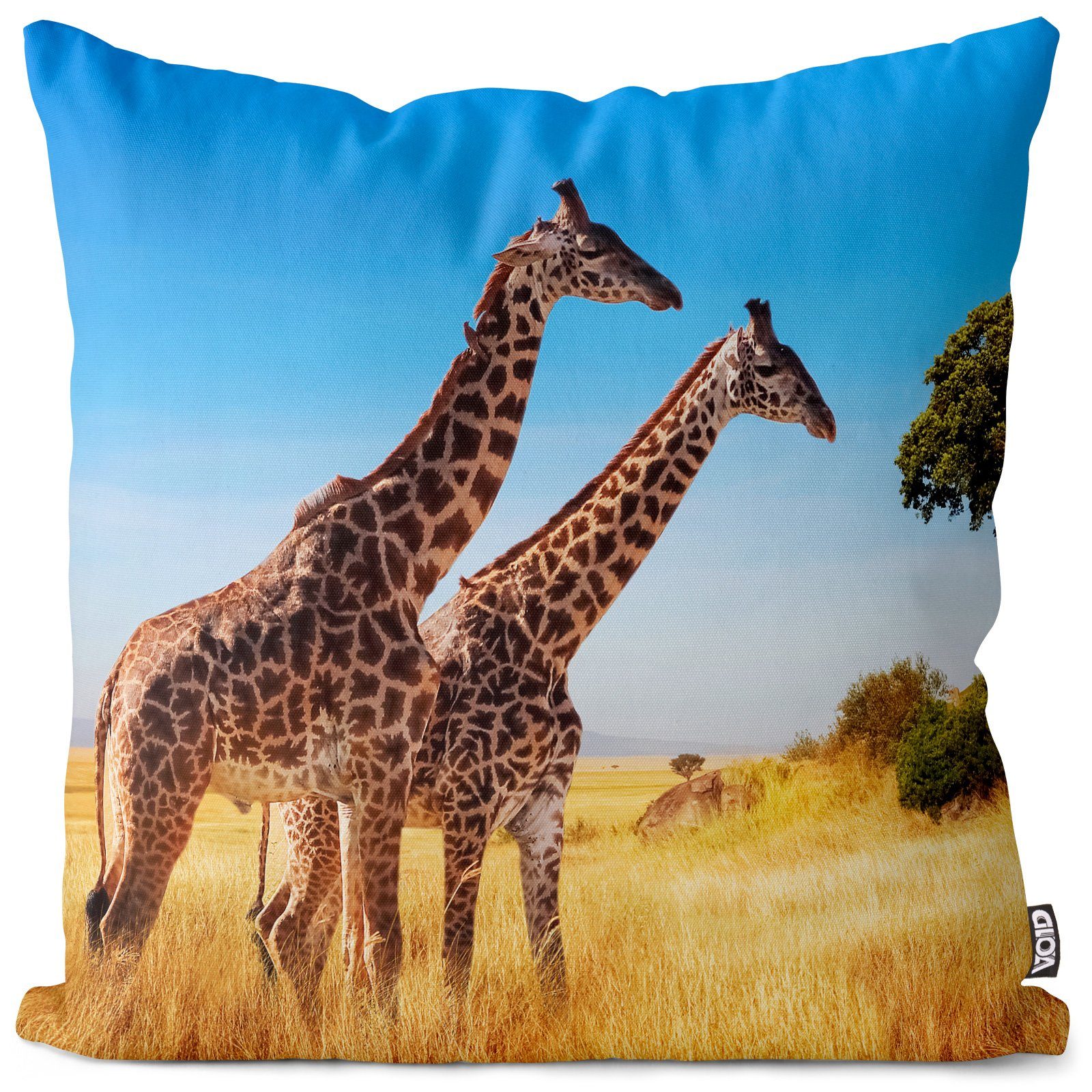 Kissenbezug, VOID (1 Stück), Sofa-Kissen Giraffe Afrika Kissenbezug Giraffe  Afrika Palme Safari Dschungel Zoo Wüste Fell