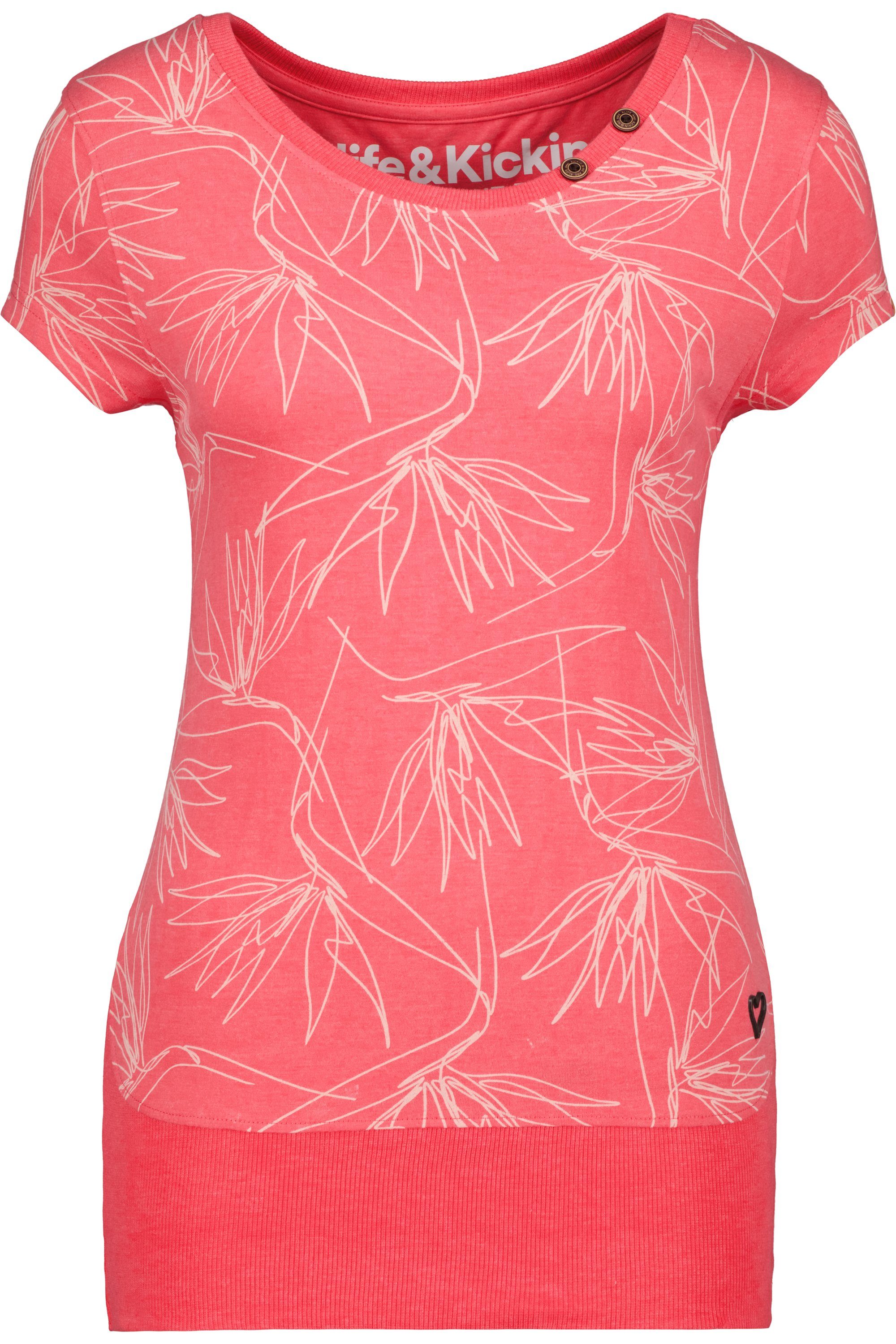 Damen Kurzarmshirt, Alife coral Rundhalsshirt B CocoAK Kickin & Shirt melange Shirt