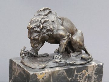 AFG Dekoobjekt Wildlife-Dekoration: Bronze Löwe und Schlange auf Marmor