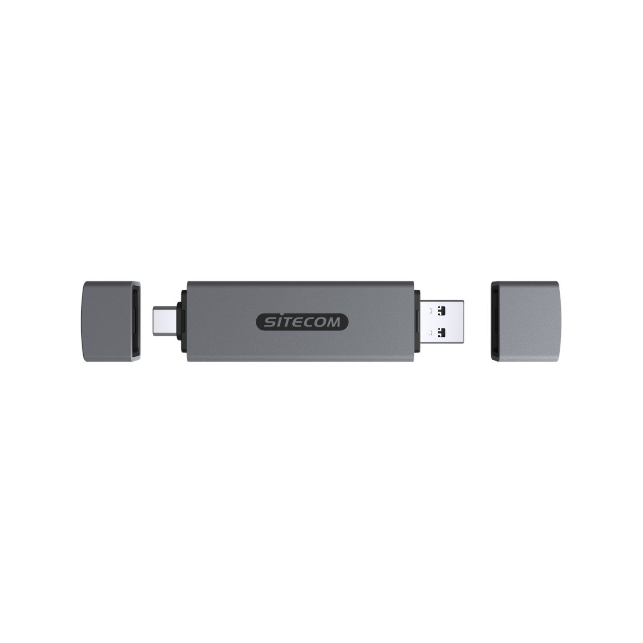 Sitecom Speicherkartenleser MD-1012, USB-A & USB-C Kartenleser mit zusätzlichem USB-A-Port, Plug & Play