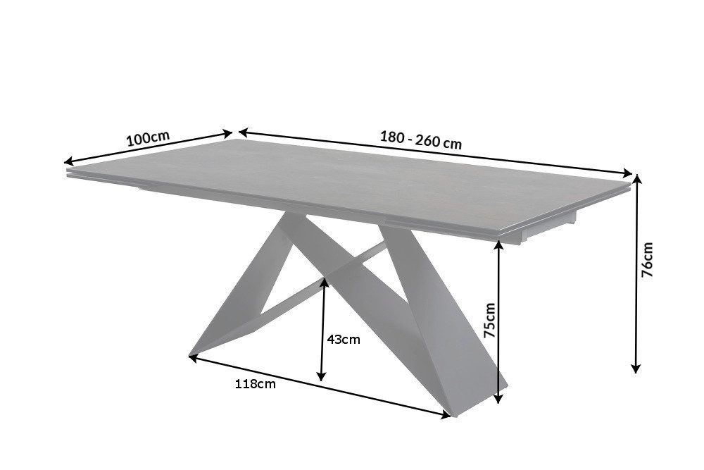 riess-ambiente Esstisch PROMETHEUS 180-220-260cm braun – Keramik made in Italy, Lava-Design (Einzelartikel, 1-St), 3-stufig ausziehbar & Metall-Gestell – ideal  – Bild 3 von 5