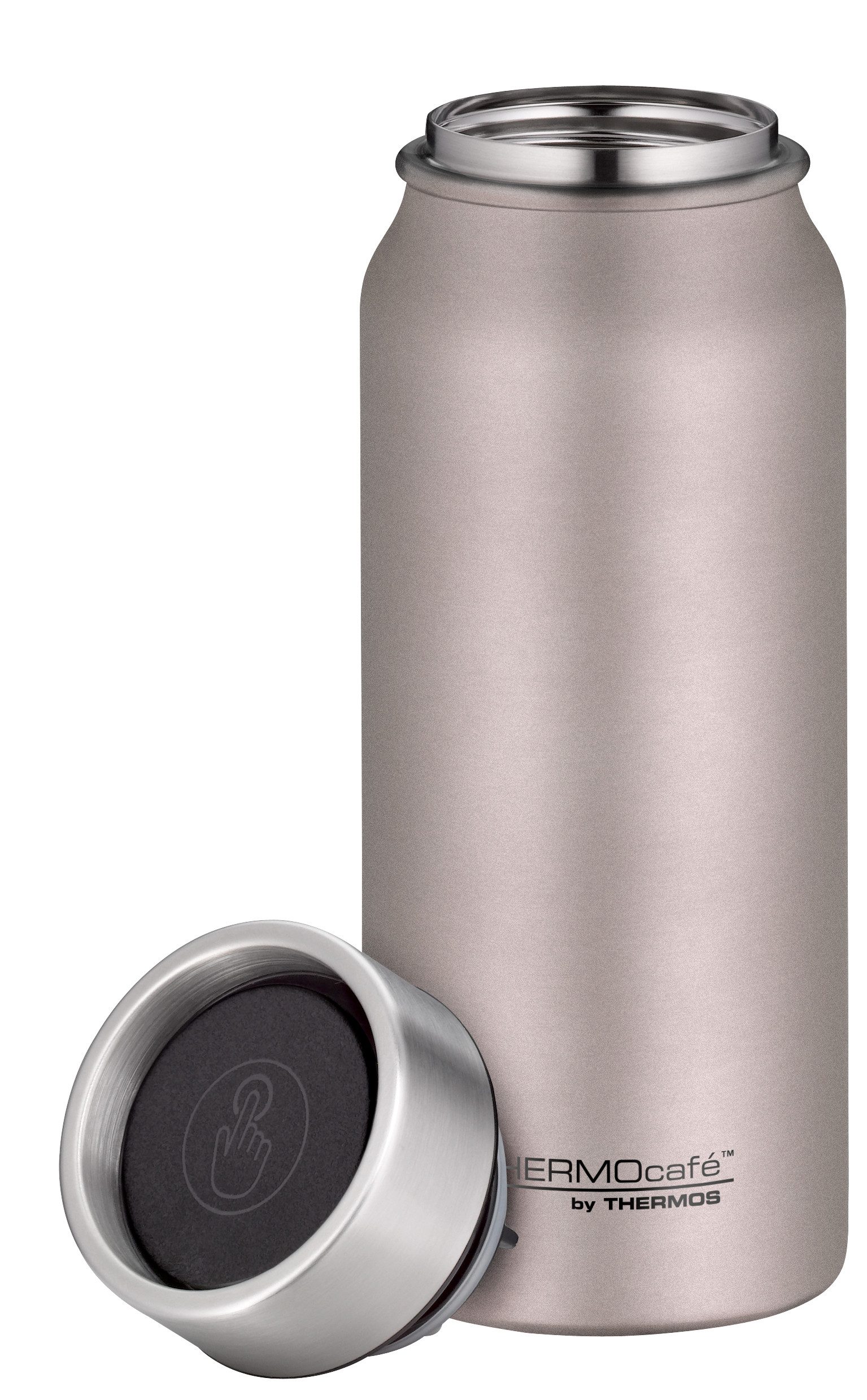 THERMOcafé Thermobecher TC DRINKING MUG, absolut dicht, spülmaschinenfest, 1-tlg., Edelstahl, Kunststoff, Silikon, 0,5l, 9h heiß & 20h kalt, zerlegbares Push Button Lid
