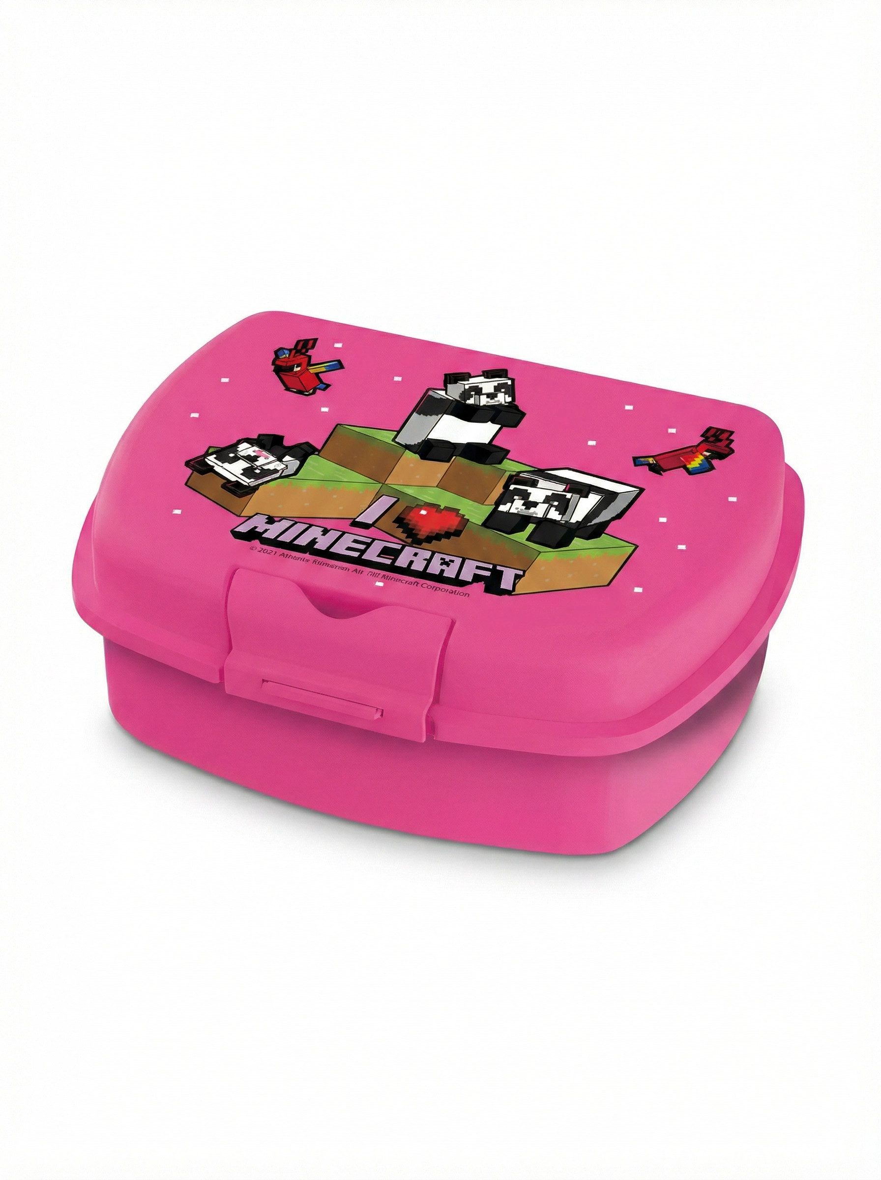 Minecraft Lunchbox Minecraft Gamer Panda Kinder 2 tlg. Set Brotdose Trinkflasche 400 ml, (2-tlg., Spar-Set)
