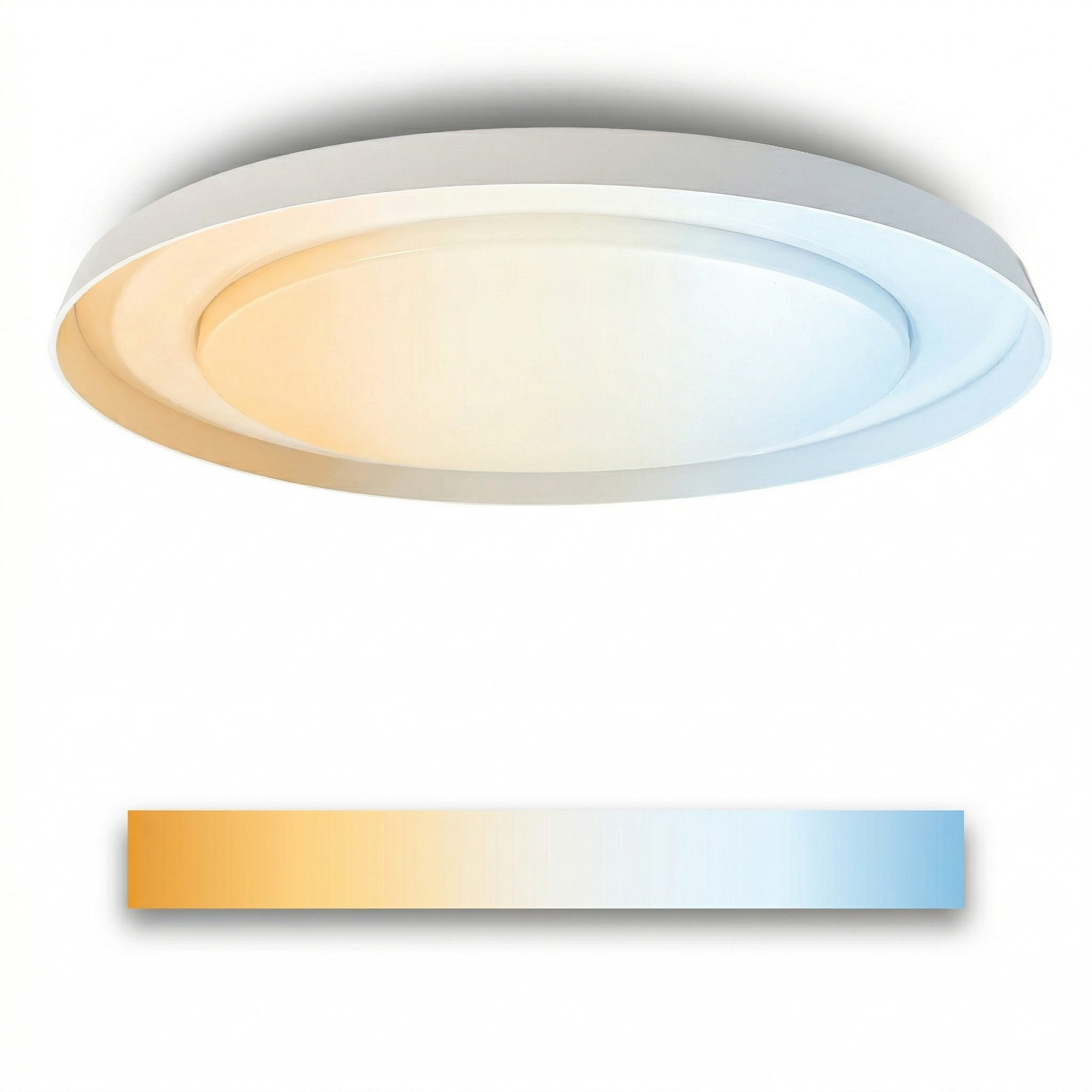 Maxkomfort LED Deckenleuchte Dimmbar mit Fernbedienung 48W - 3 Lichtfarben wechselbar, LED fest integriert, Warmweiß/Kaltweiß/Neutralweiß, Moderne Deckenlampe - 3000K/4000K/6500K Ultraflach Rund ∅55cm