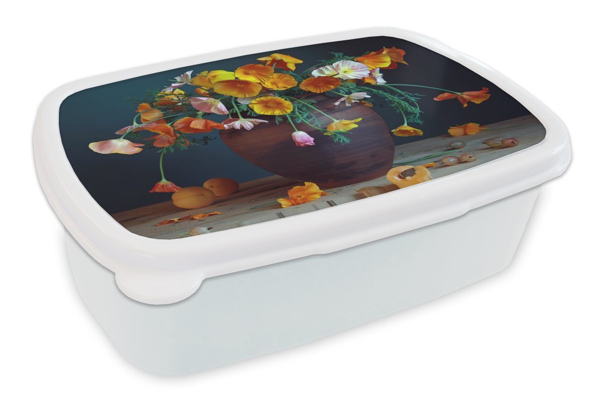 MuchoWow Lunchbox Vase - Farben - Stilleben, Kunststoff, (2-tlg), Brotbox für Kinder und Erwachsene, Brotdose, für Jungs und Mädchen weiß