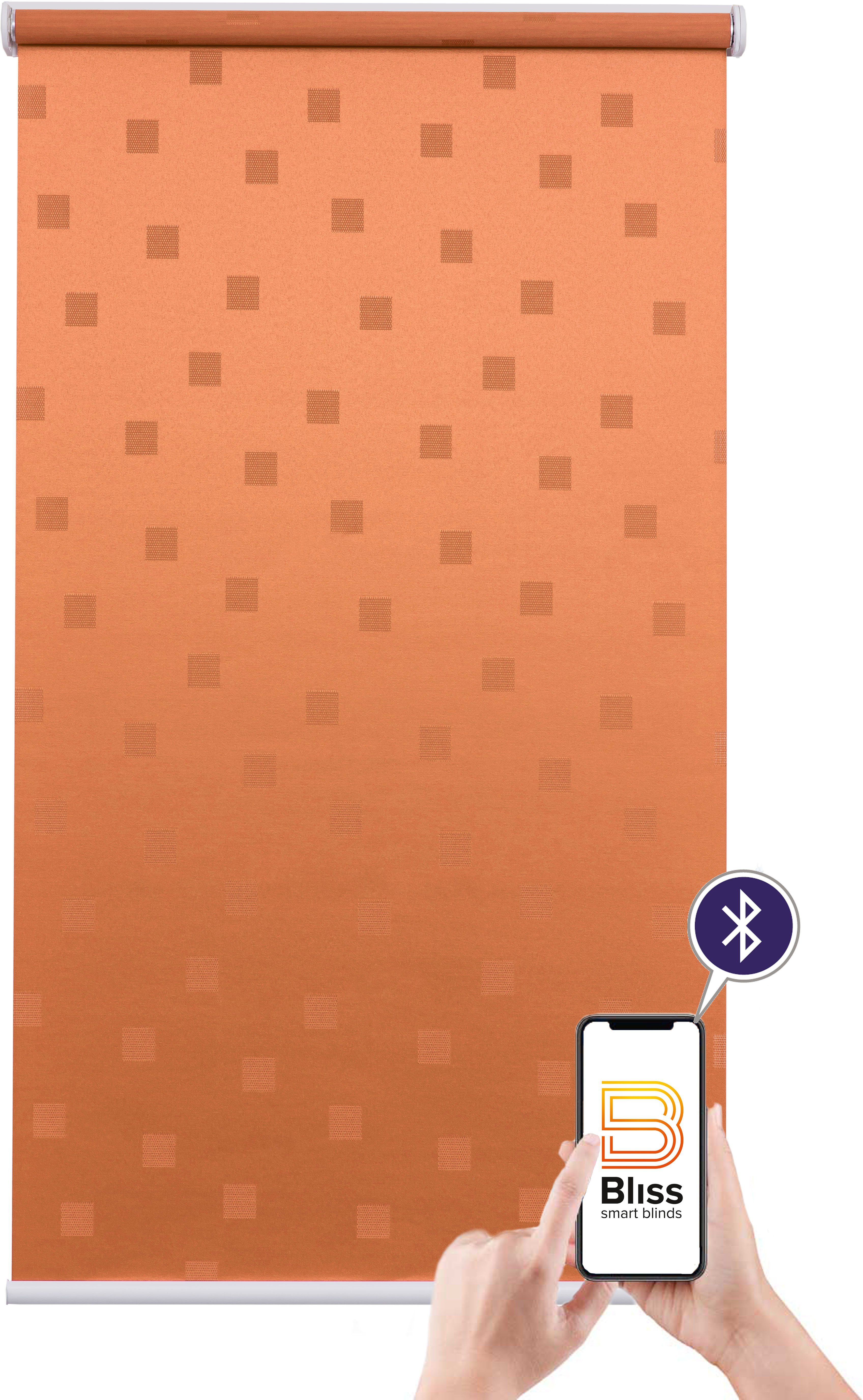 Elektrisches Rollo Funky Square, sunlines, blickdicht, mit Bohren, freihängend, verschraubt, appgesteuert via Bluetooth, mit Akku und Motor, weißer Fallstab