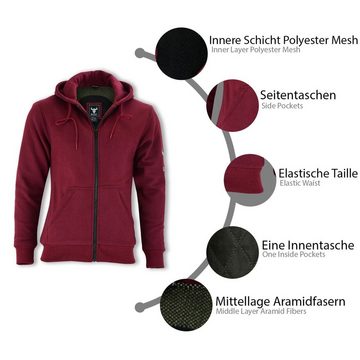 German Wear Motorradjacke BLD1300 Hoodie Damen Motorrad Hoodie mit Protektoren Aramid