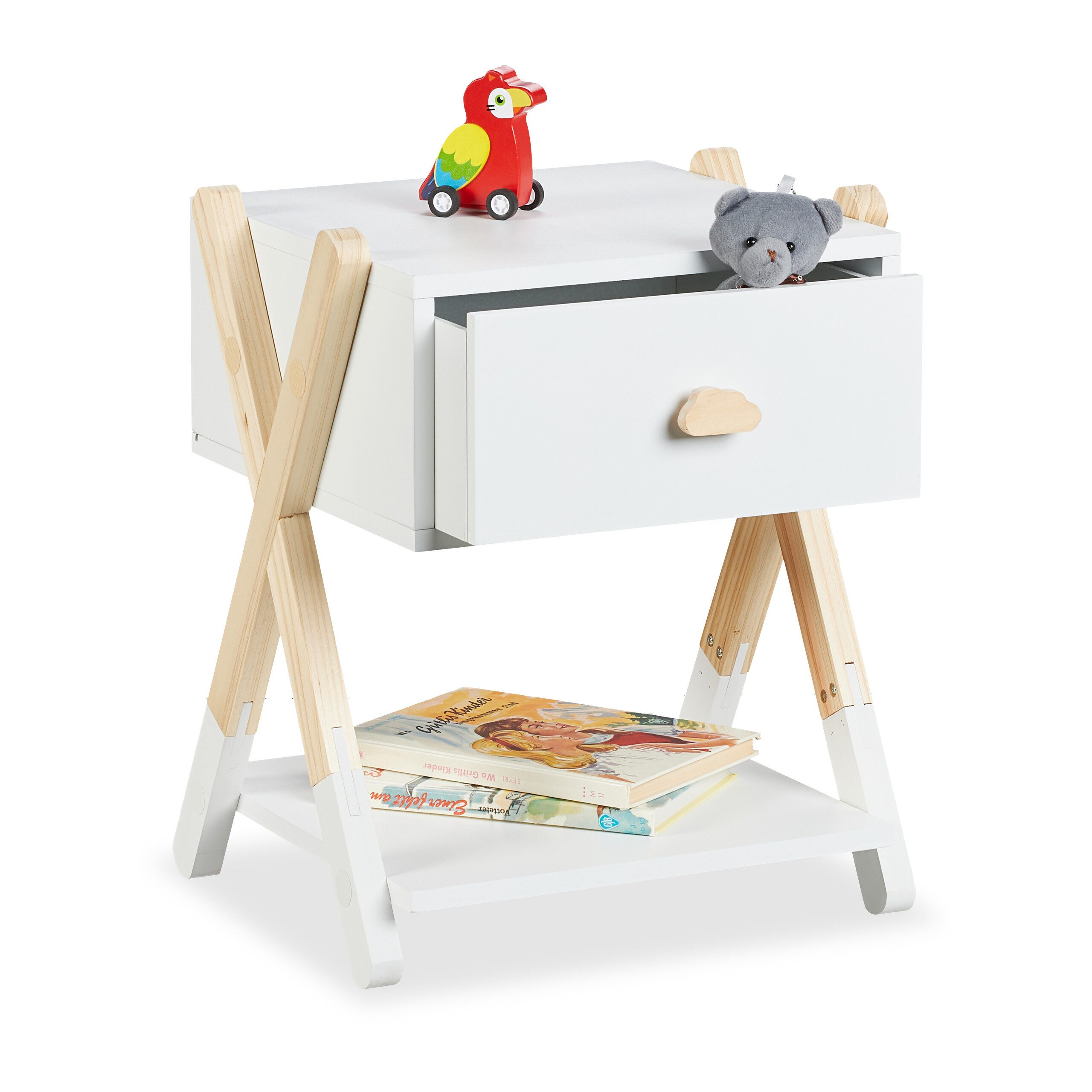 relaxdays Nachttisch für Kinder mit Schublade (1-St)