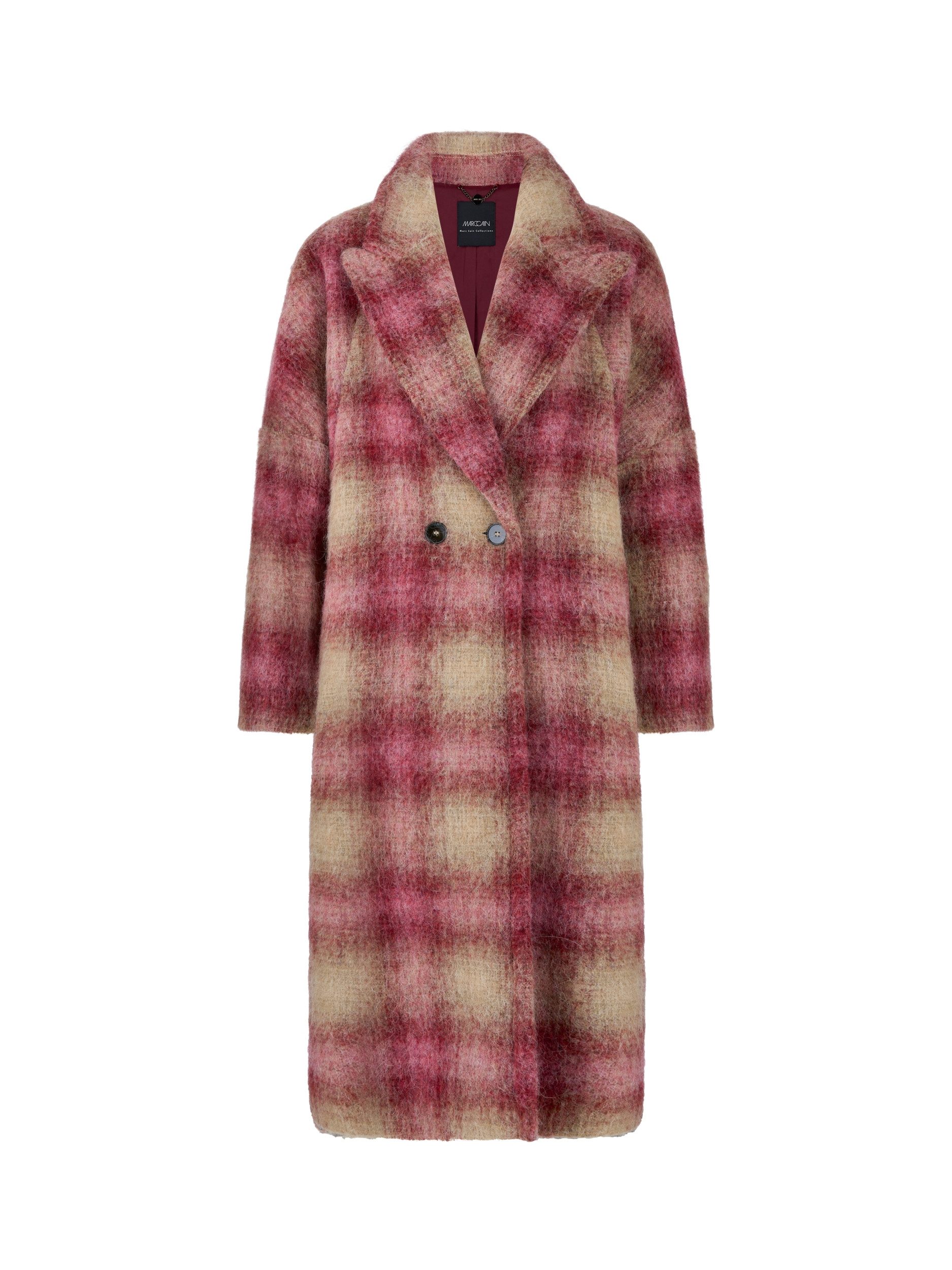 Marc Cain Strickmantel Mantel mit sanft fließendem Karo-Muster - Oversized