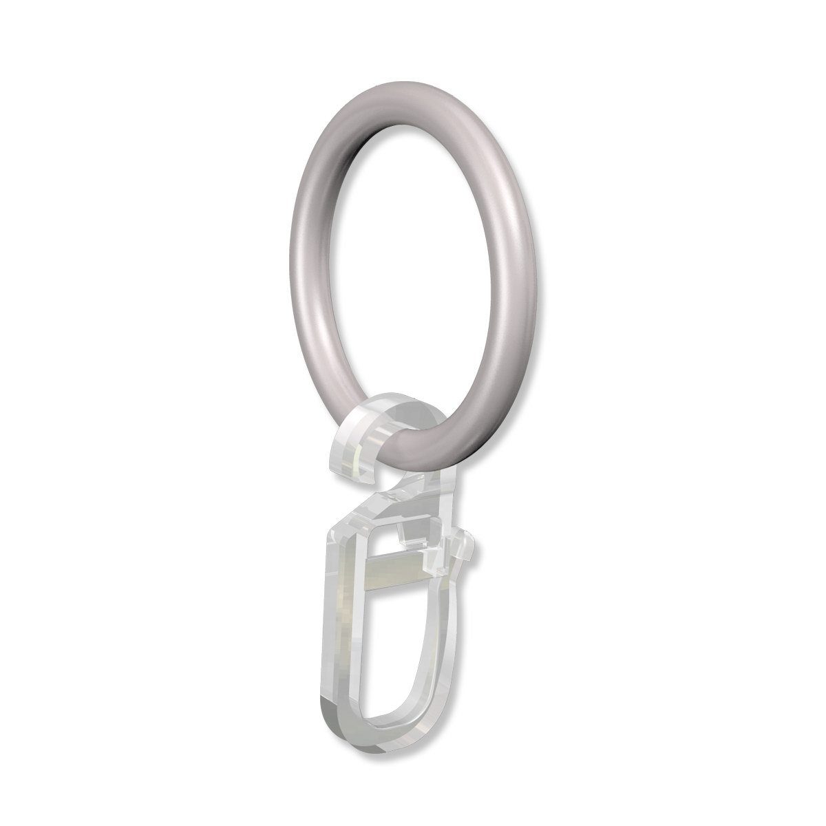 INTERDECO Gardinenring Rundringe mit Faltenhaken, für 16 mm Ø Gardinenstangen, (Packung, 12-St., Silbergrau), Kunststoff