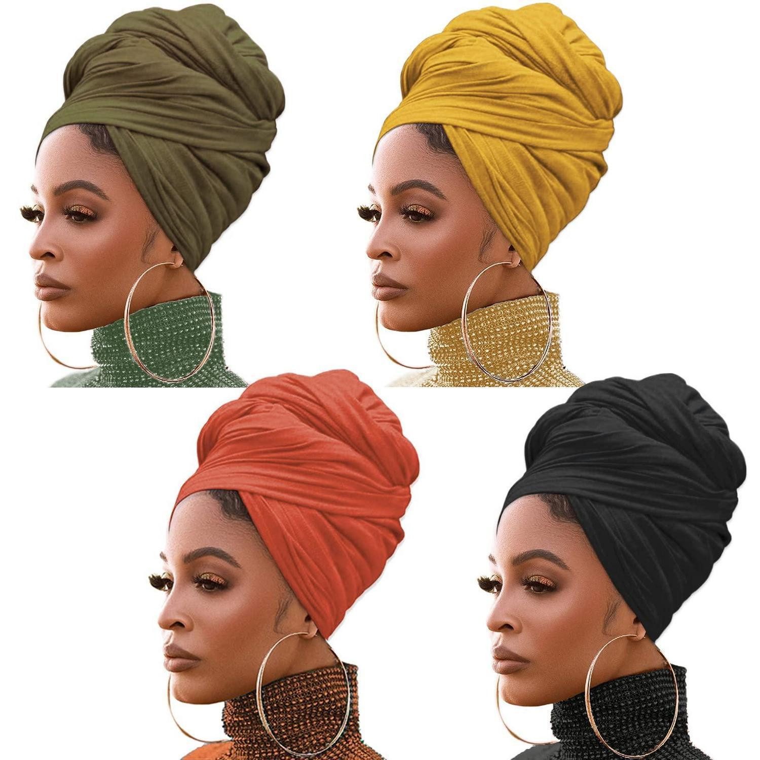 LuxusKollektion Turban Stretch Turban Kopftuch 4er Set, (4-St)