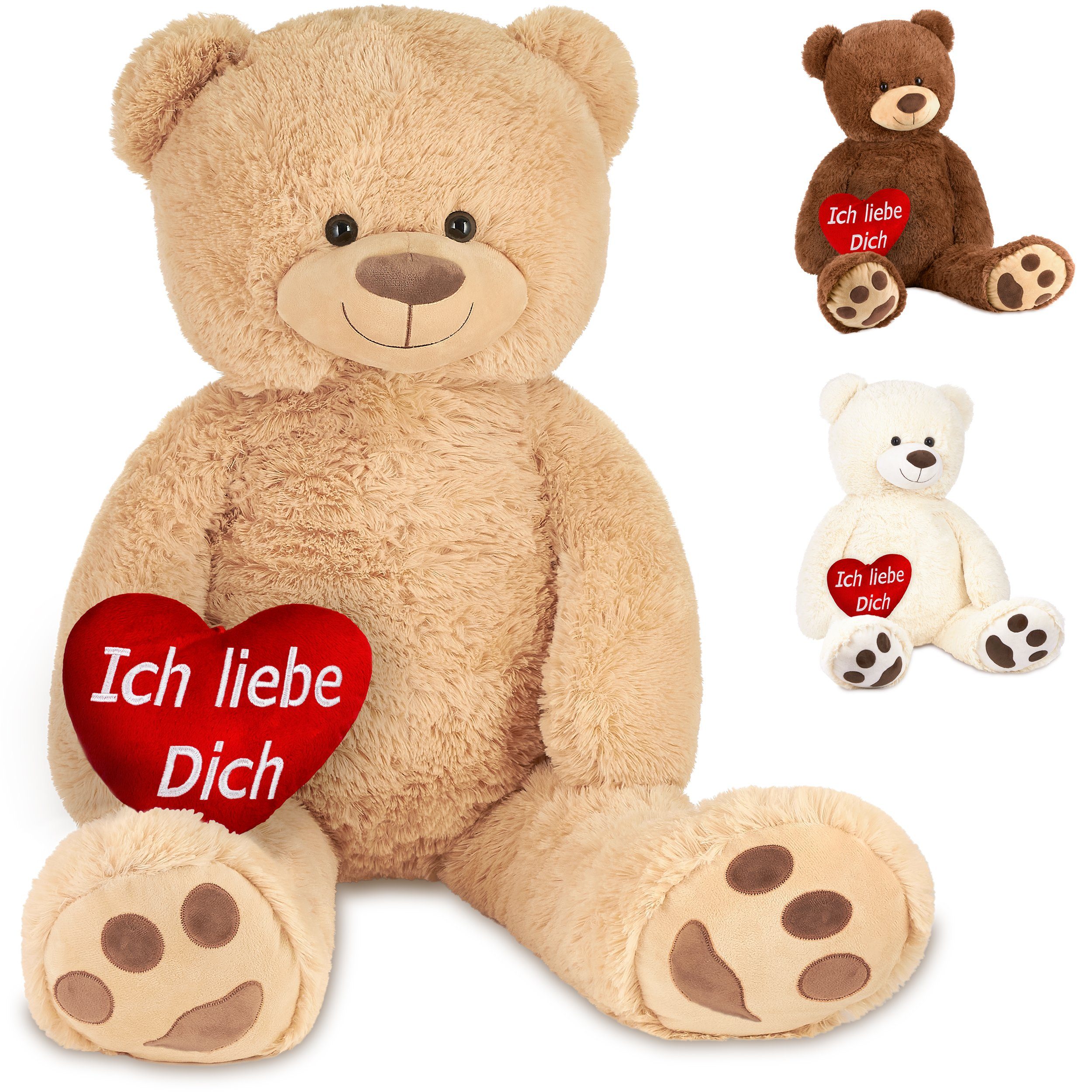 Kuscheltier XXL Teddybär 100 cm groß mit Herz Ich liebe dich