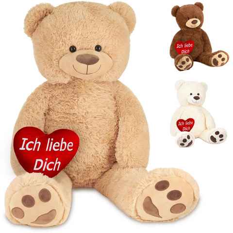BRUBAKER Kuscheltier XXL Teddybär 100 cm groß mit Herz Ich liebe dich (Valentinstagsgeschenk, 1-St), großer Teddy Bär, Stofftier Plüschtier