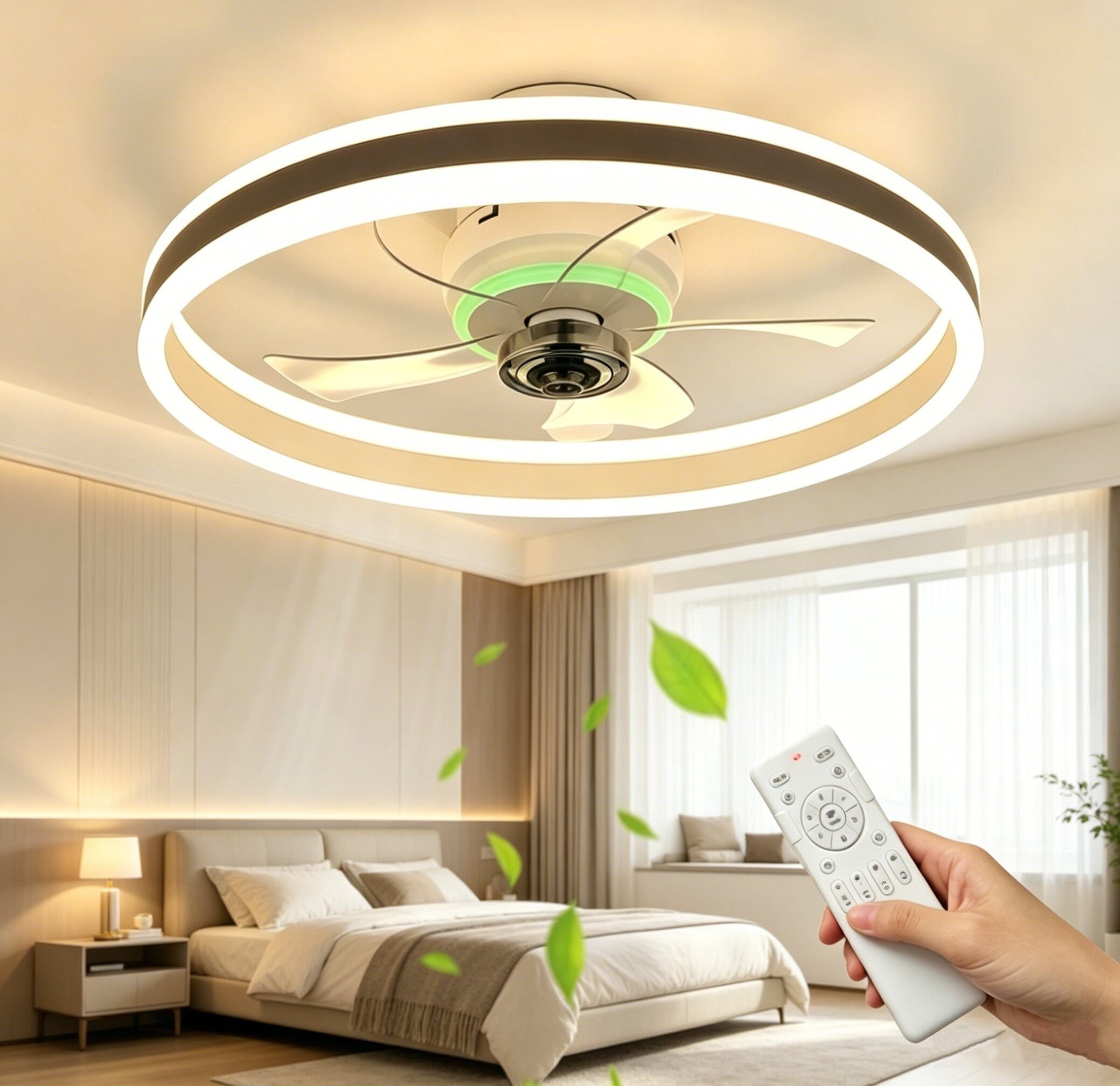 WILGOON Deckenventilator 36W Ventilator Deckenleuchte, 6 Geschwindigkeiten, Mit Fernbedienung, Ventilatorlicht Für Wohnzimmer Schlafzimmer Esszimmer