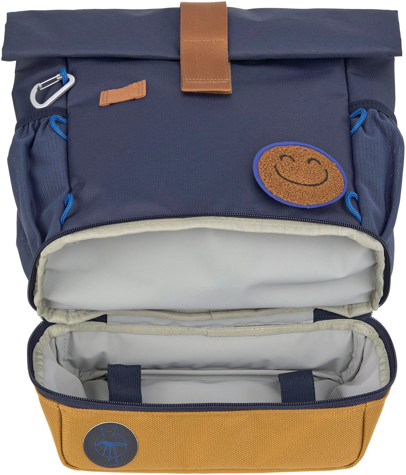 LÄSSIG Kinderrucksack Little Gang, Mini Rolltop Backpack, navy, aus recycelten PET-Flaschen