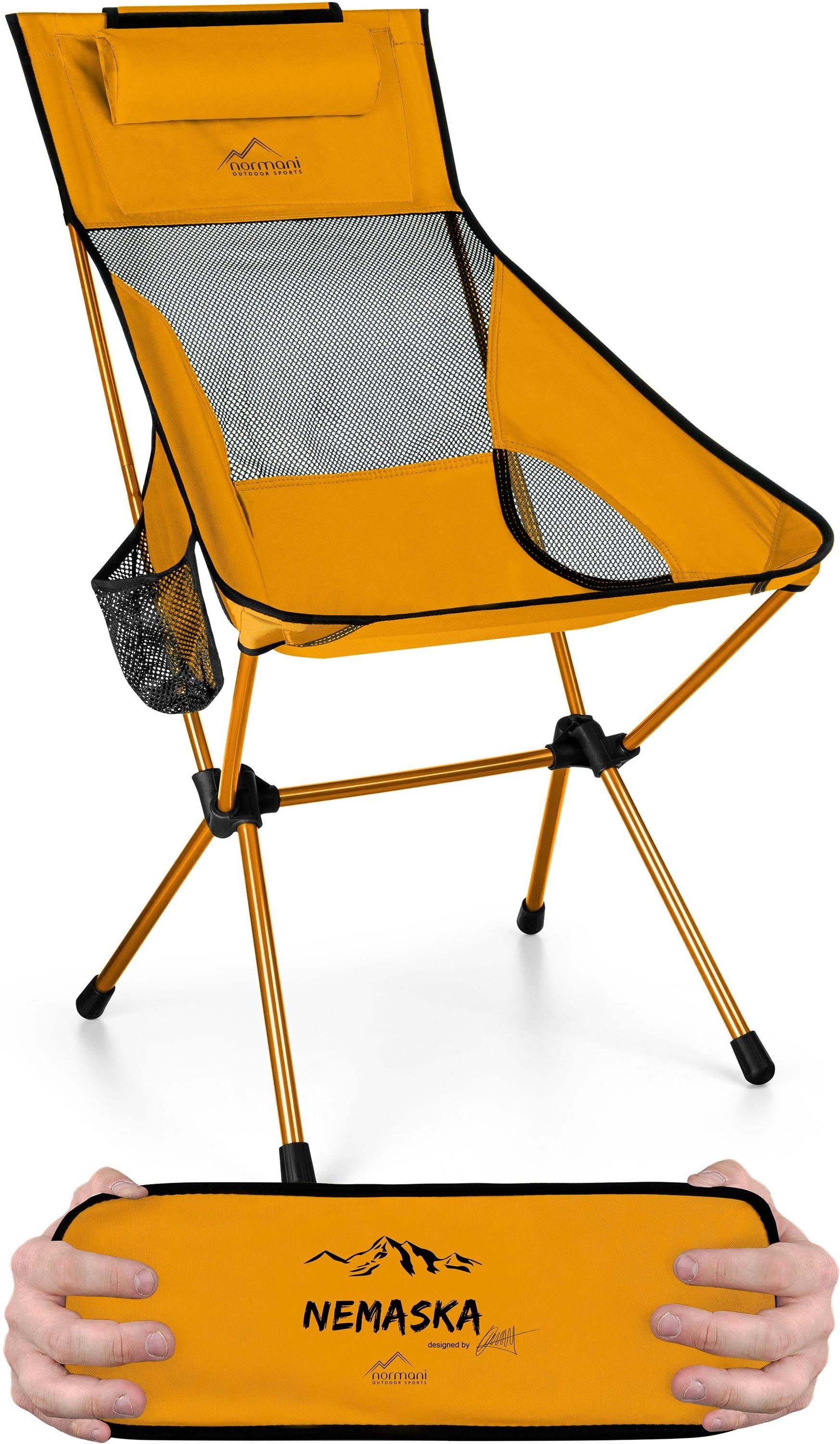 Marktstand normani Campingstuhl Campingstuhl „Nemaska“, Ultraleichter Belastbarkeit: Orange XXL - 150 Klappstuhl Outdoorstuhl Maximale kg Capingsessel Faltstuhl