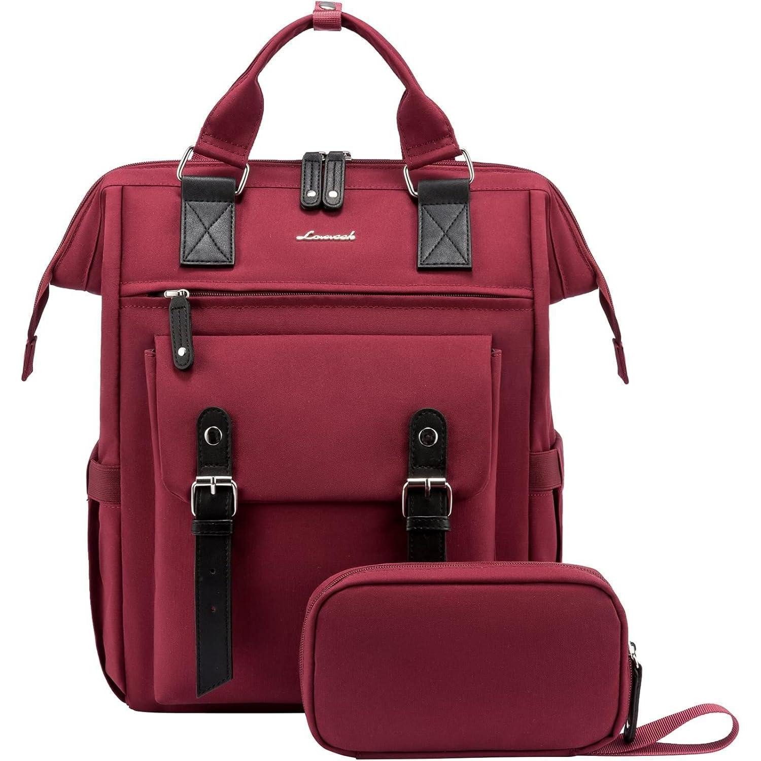 LuxusKollektion Laptoprucksack Laptop Rucksack Damen 15,6 Zoll Schulrucksack Mädchen Wasserdicht Rot