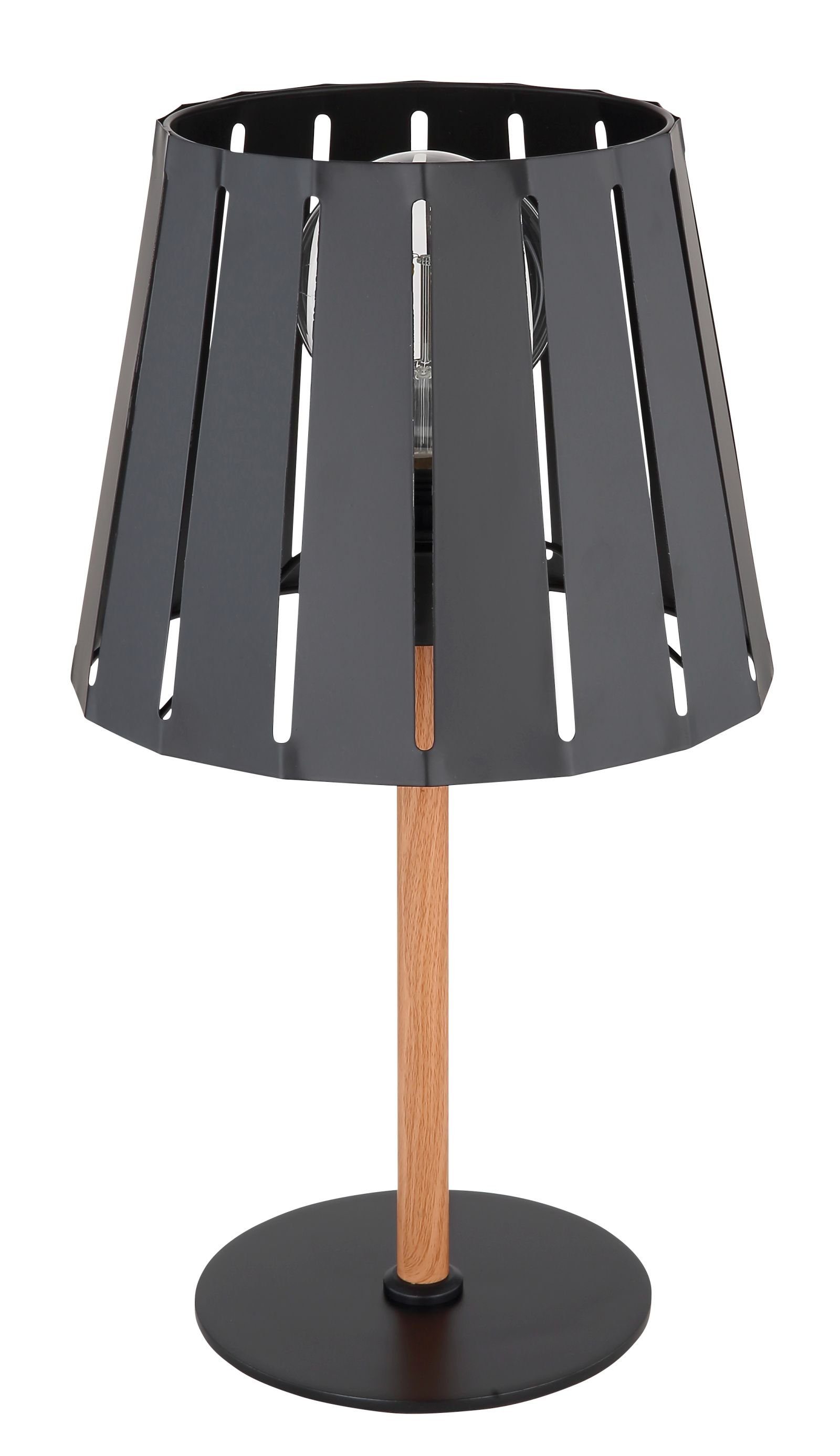 Tischlampe GLOBO Holz Schwarz Tischleuchte Optik Nachttischlampe Globo Tischleuchte