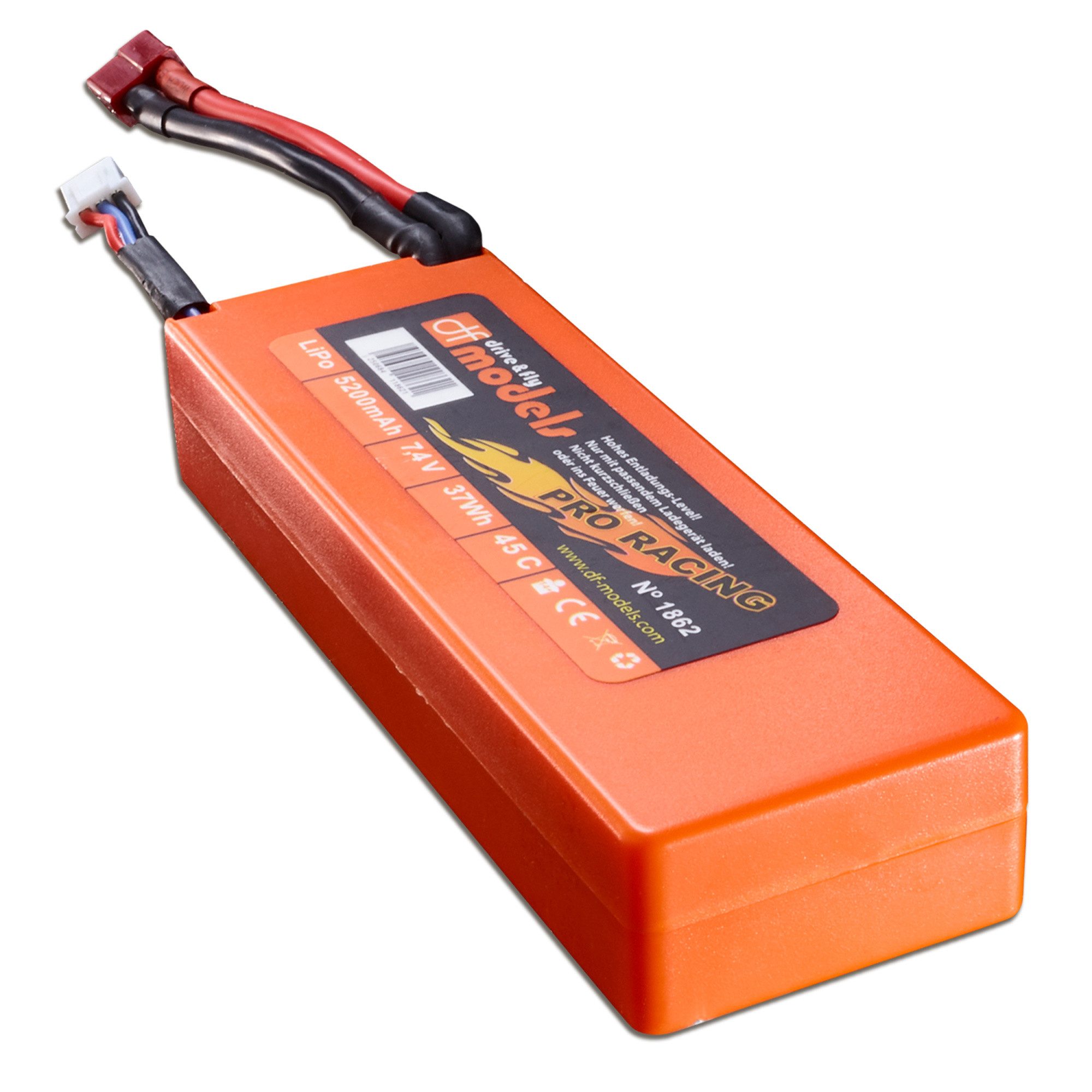 DF-Models RC-Quadrocopter DF Lipo Akku 2S 7,4V 5200mAh 45C Hardcase mit T Plug