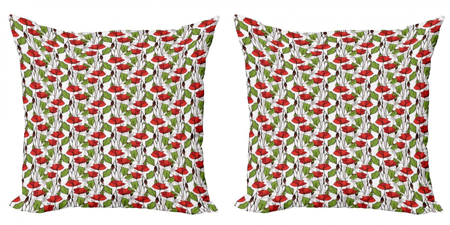 Blumen Stück), Accent Nahaufnahme Ansicht Modern Doppelseitiger Kissenbezüge Digitaldruck, der (2 Mohnblumen Abakuhaus