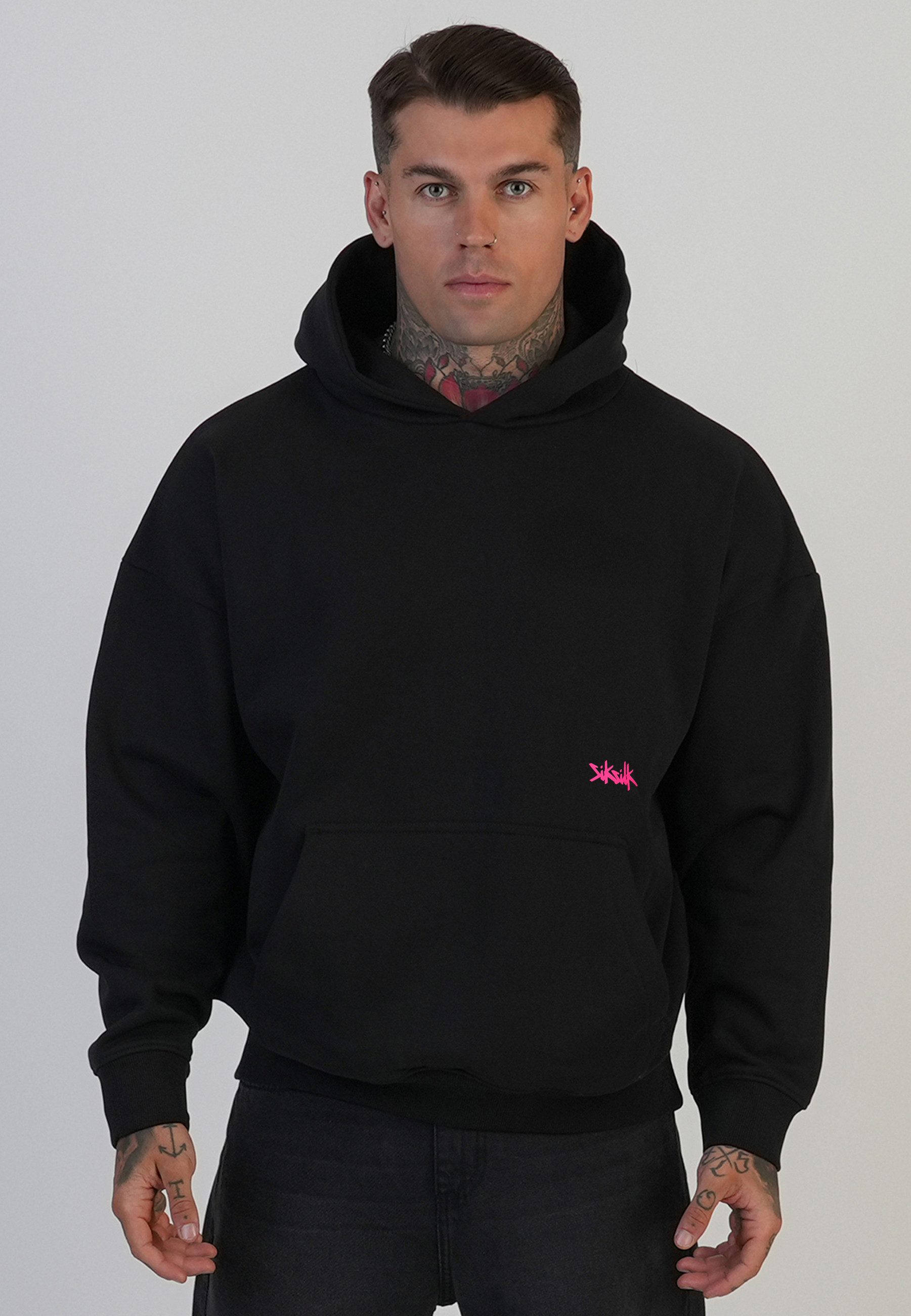 Siksilk Hoodie SikSilk Herren Schwarzer Grafik-Hoodie