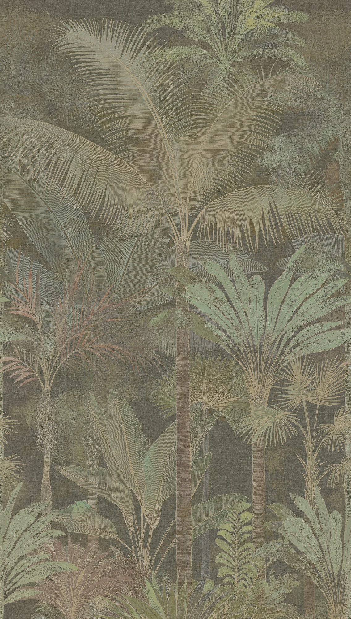 A.S. Création Vliestapete Cuba II Endless Tropical Palms Fototapete, leicht strukturiert, Retro, floral, tropisch, Dichte Dschungel-Optik mit exotischen Blättern und Palmen