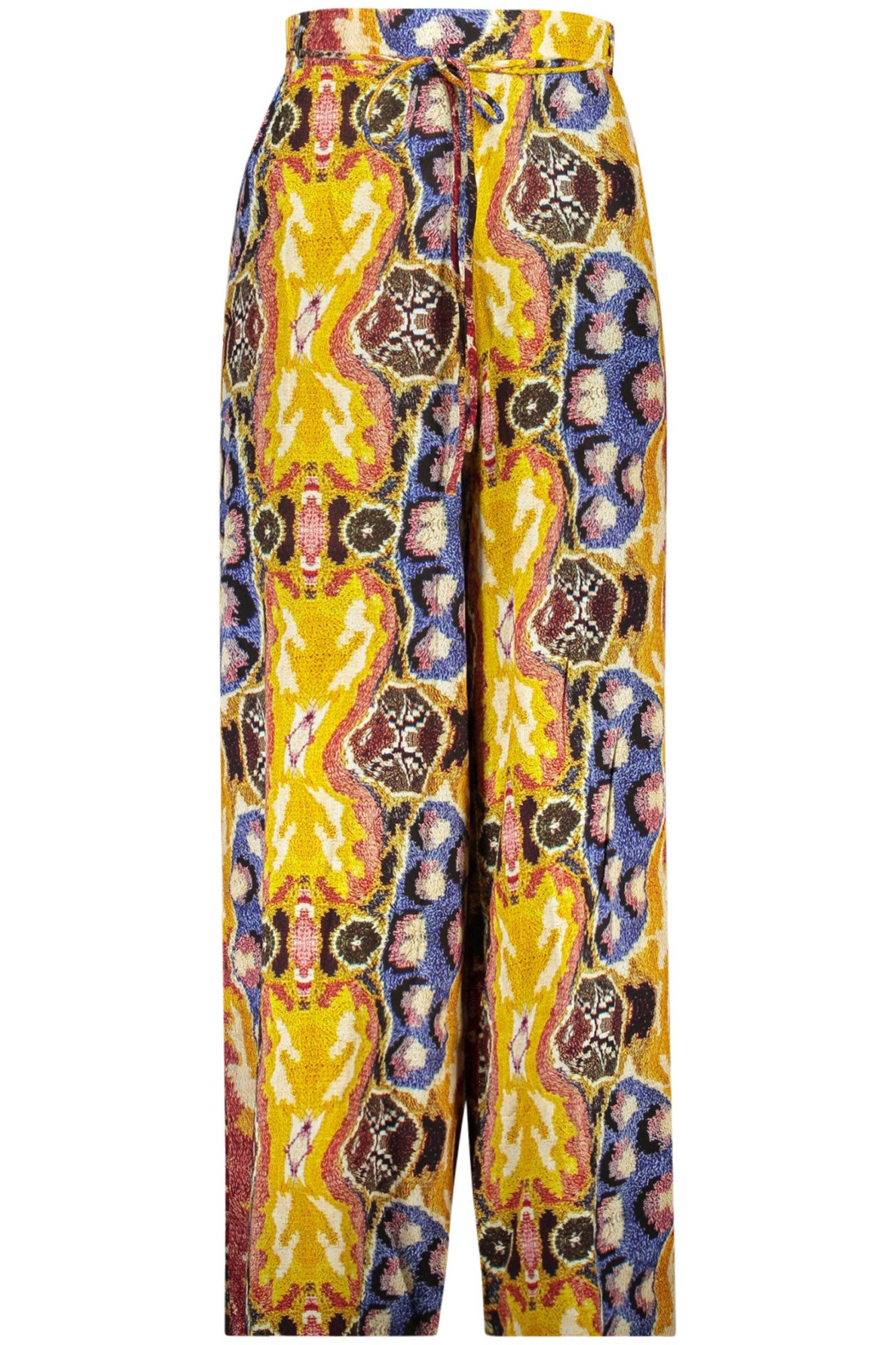 Desigual 5-Pocket-Hose Damenhose Gelb mit Fantasiemuster, Elastikbund & Taschen, Bequemer Sty