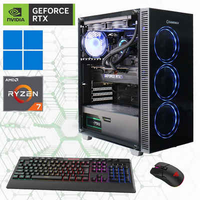 GAMEMAX Gaming-PC (AMD Ryzen 7 7700X, RTX 4070 Super, 32 GB RAM, 2000 GB SSD, Wasserkühlung, DDR5-RAM, PCIe SSD Gen4, Windows 11)