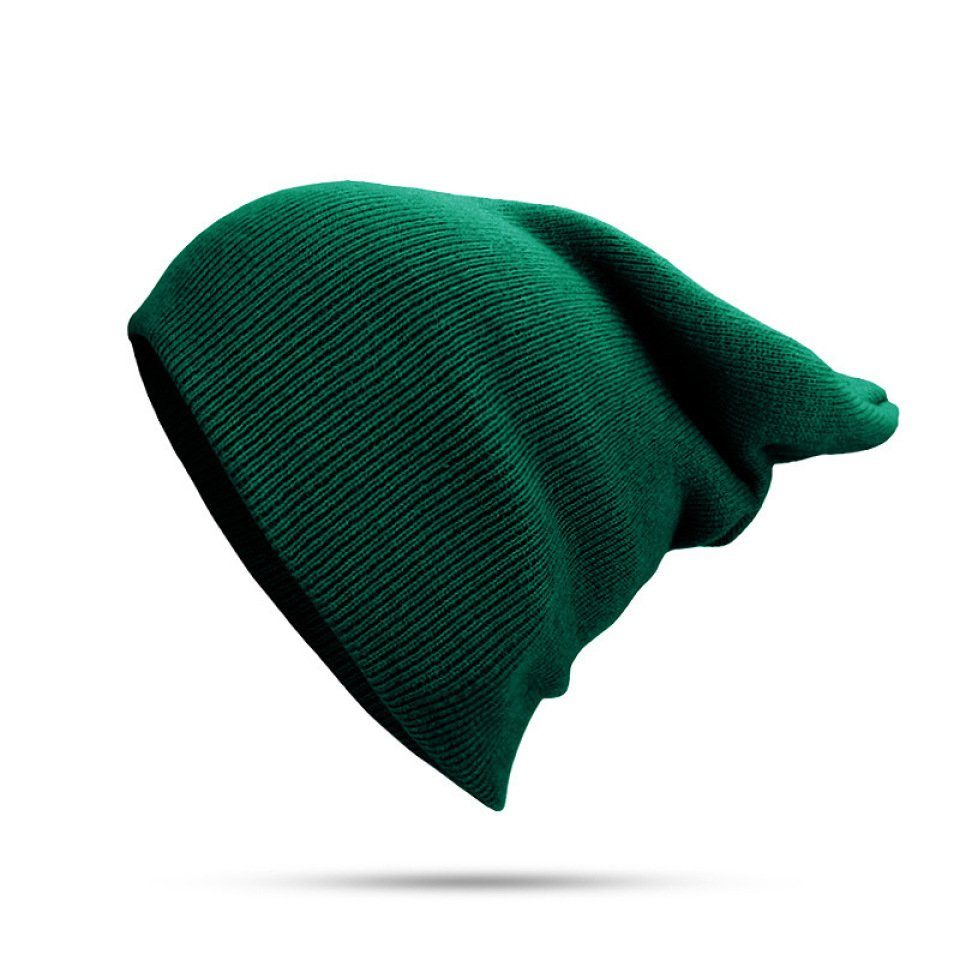 Blusmart Strickmütze Mütze Für Damen Und Herren, Unisex, Mit Bündchen, Einfarbig, Warm Grün