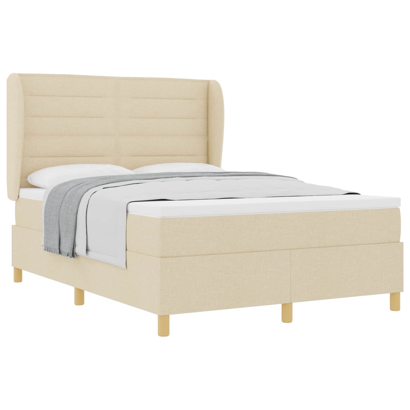 Bett Boxspringbett mit Matratze Creme 190 x 140 cm Stoff