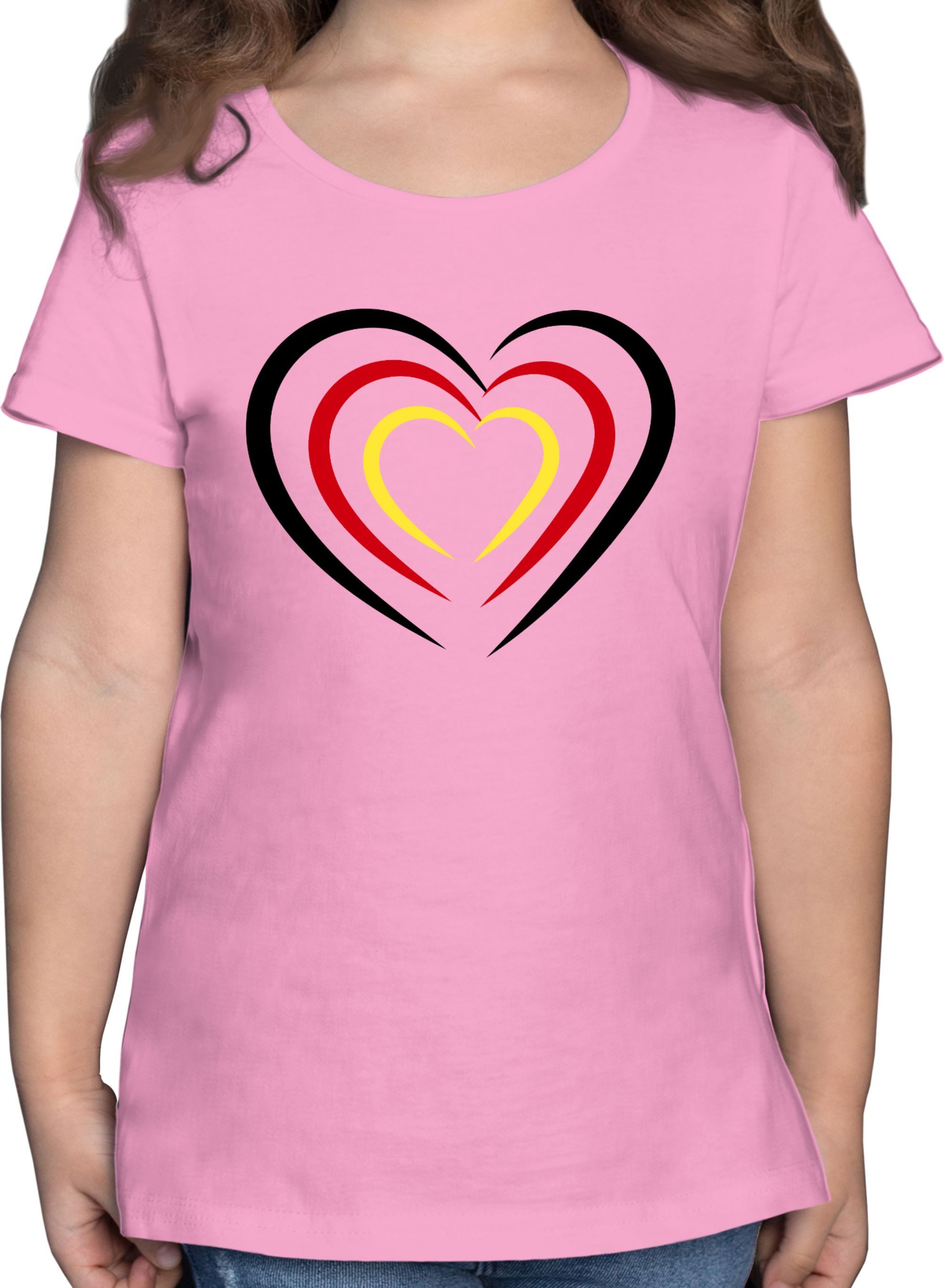 T-Shirt Deutschland, Schwarz Rot Gold Herz