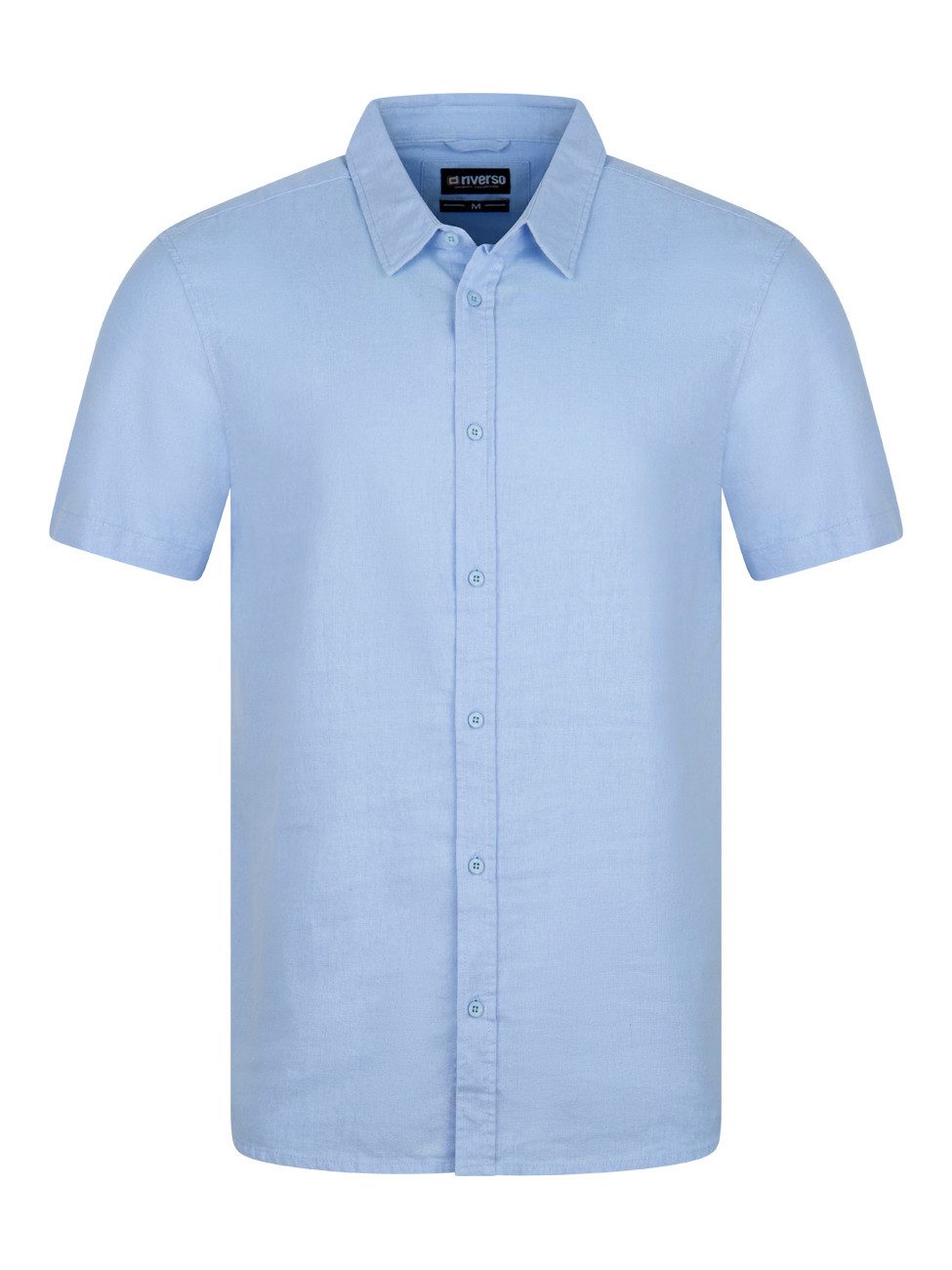 riverso Kurzarmhemd riverso Herren Kurzarm Leinen Hemd RIVCarlo Regular Fit (1-tlg)