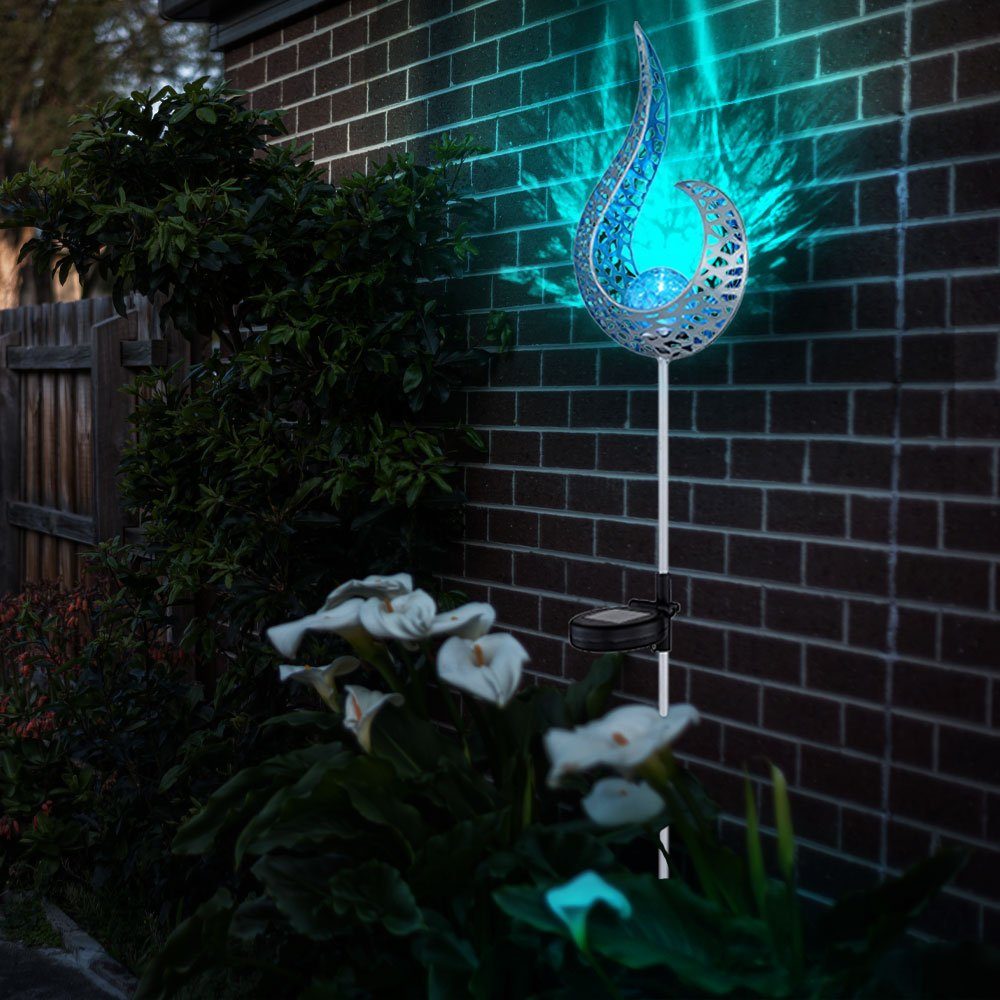 Globo LED Solarleuchte, LED-Leuchtmittel fest Gartendeko Kaltweiß, Fackeln Flamme 2x verbaut, Solarleuchte Solar