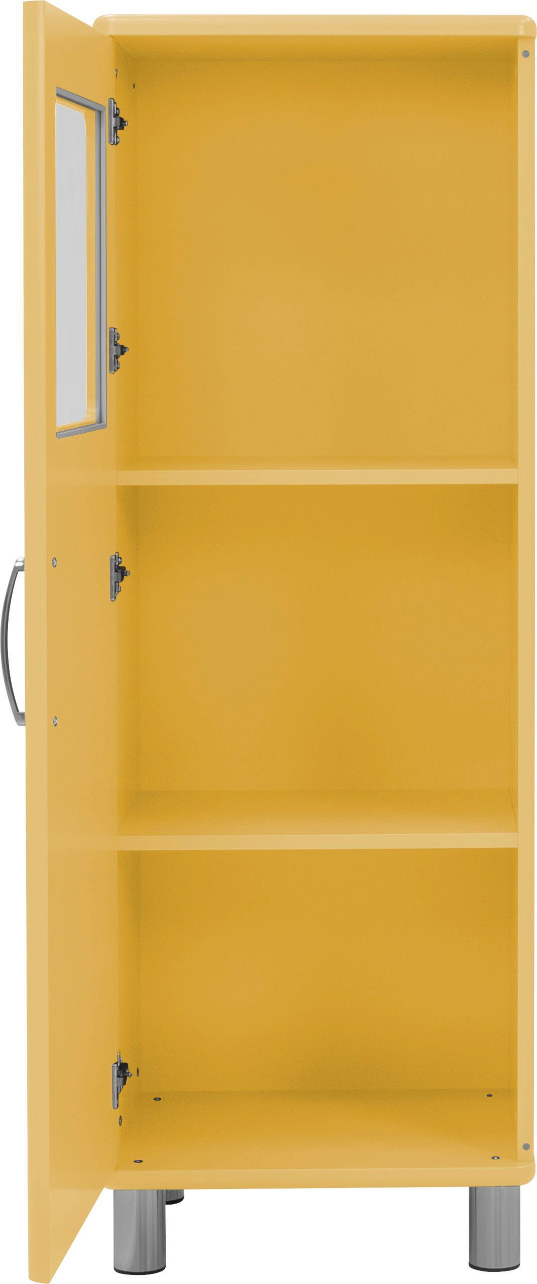 Tenzo Vitrine Malibu (1-St) mit cm oberen Tür, Sunny der 143 zwei Höhe Einlegeböden, Yellow in Glaseinsatz