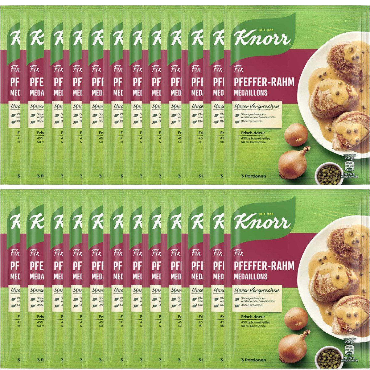 Knorr Saucen, Knorr Fix für Pfefferrahm Medaillons pfeffrig Cremig 35g 24er Pack