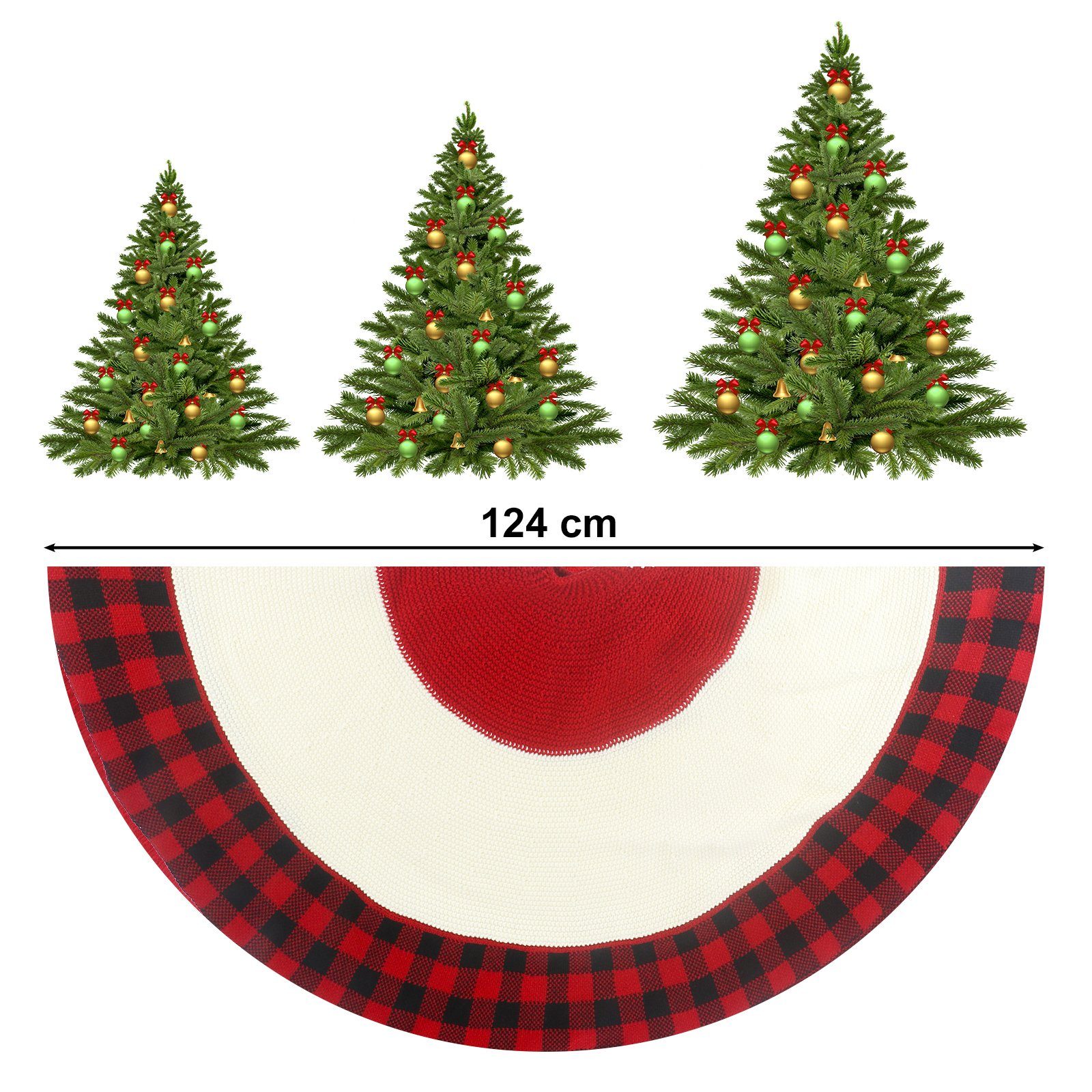 BIGTREE Christbaumschmuck Weihnachten Baumrock,Weihnachten Dekoration,Ø124cm