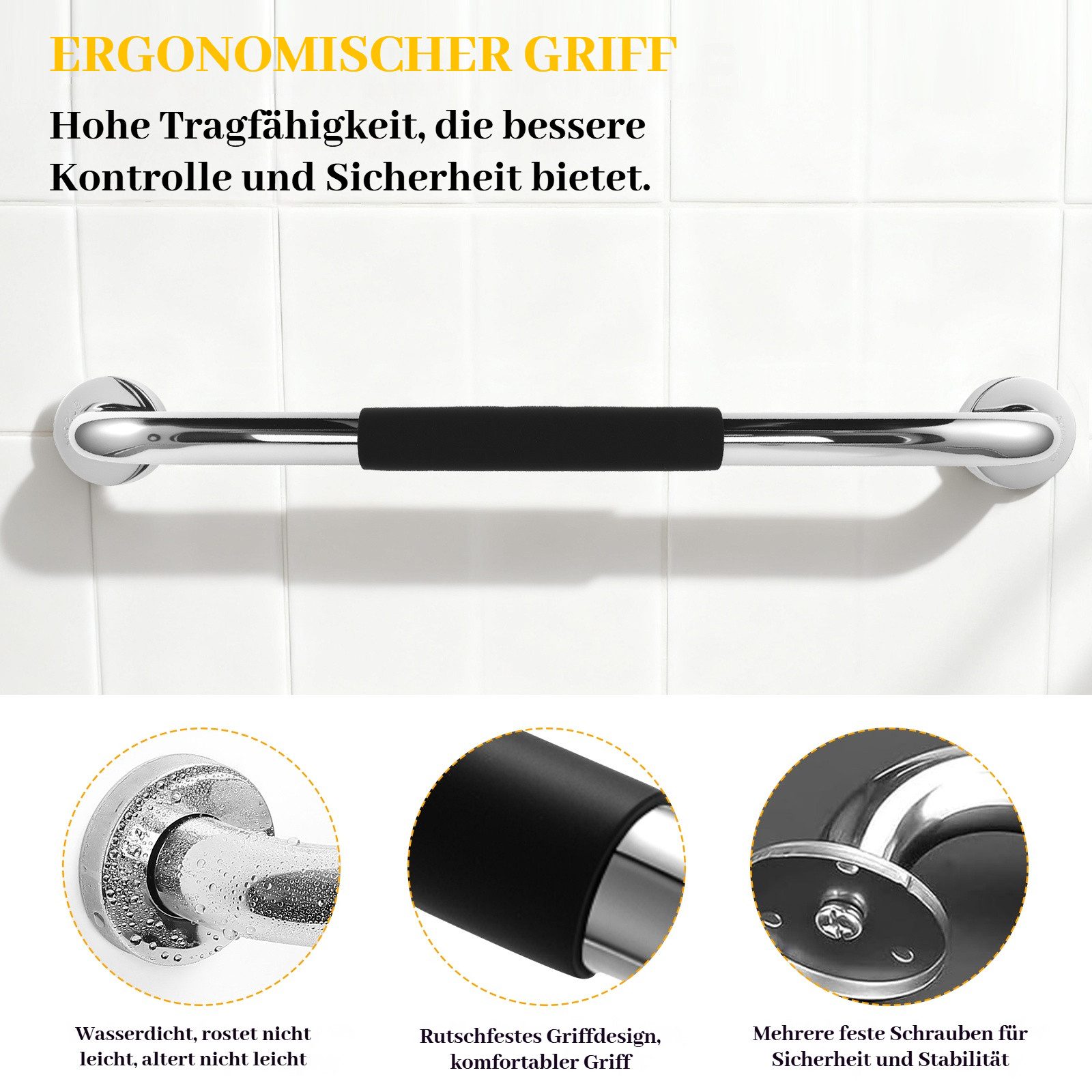 BlingBin Haltegriff Dusch-Haltegriffe für Senioren, Badewannen, Toiletten und Duschen, belastbar bis 200 kg, Badewannengriff für WC Bad und für Menschen mit Beh – Bild 4 von 5