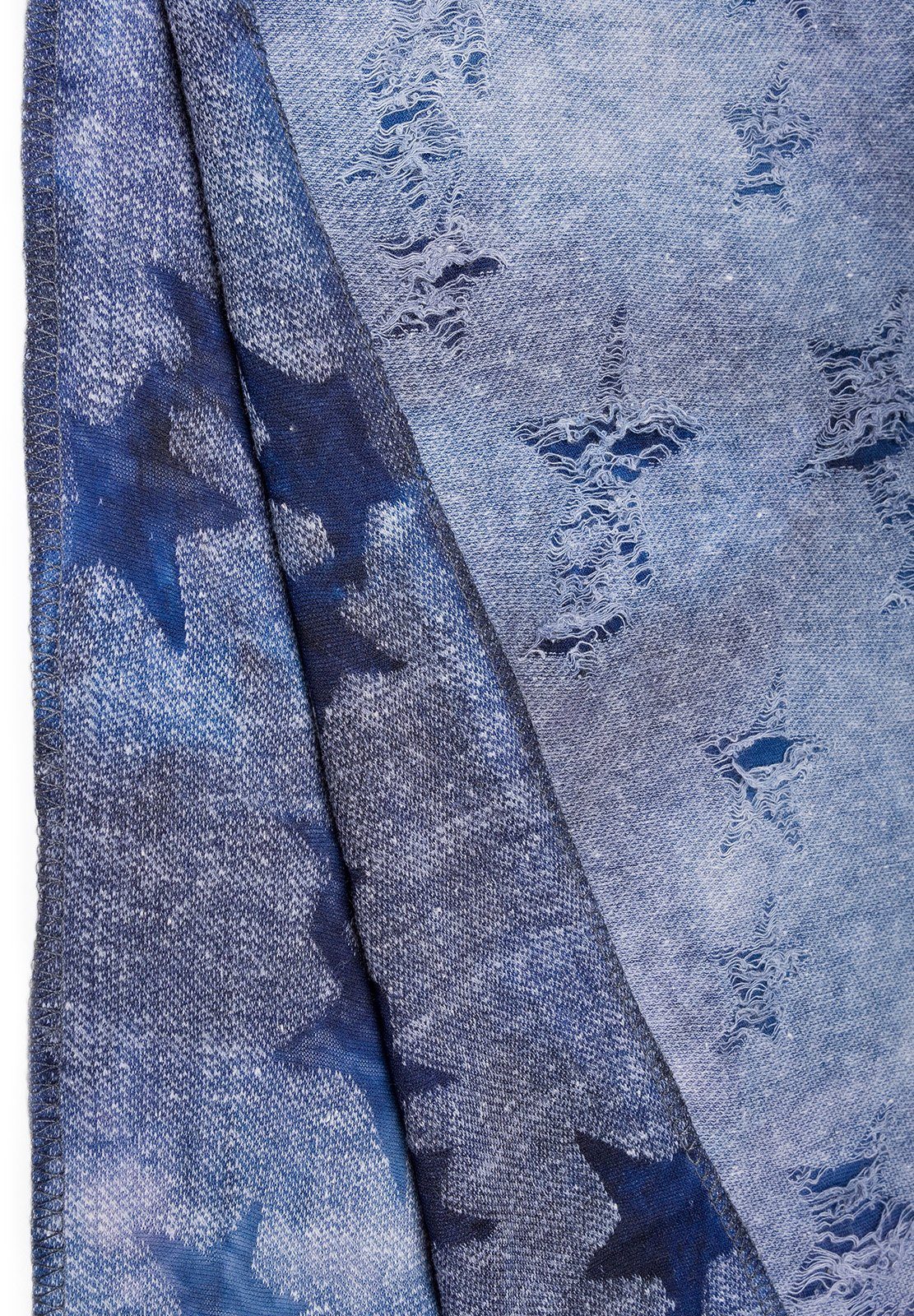 styleBREAKER Loop Loop Schal Destroyed Denim Sterne, (1-St) günstig online kaufen