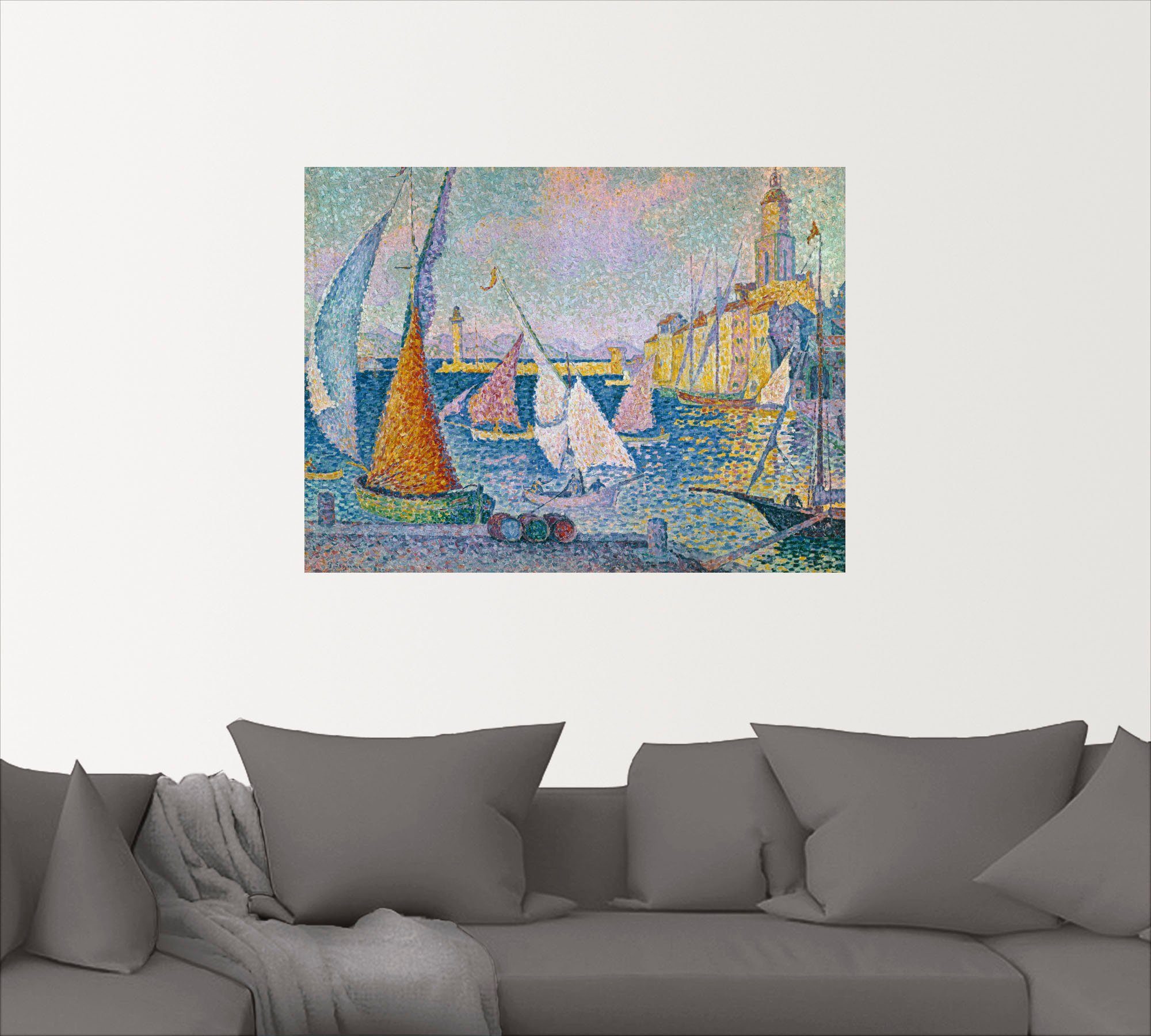 Der St), (1 Größen oder von & 1899, Wandbild Boote als Artland versch. Poster Tropez. in Wandaufkleber St. Schiffe Hafen Leinwandbild,